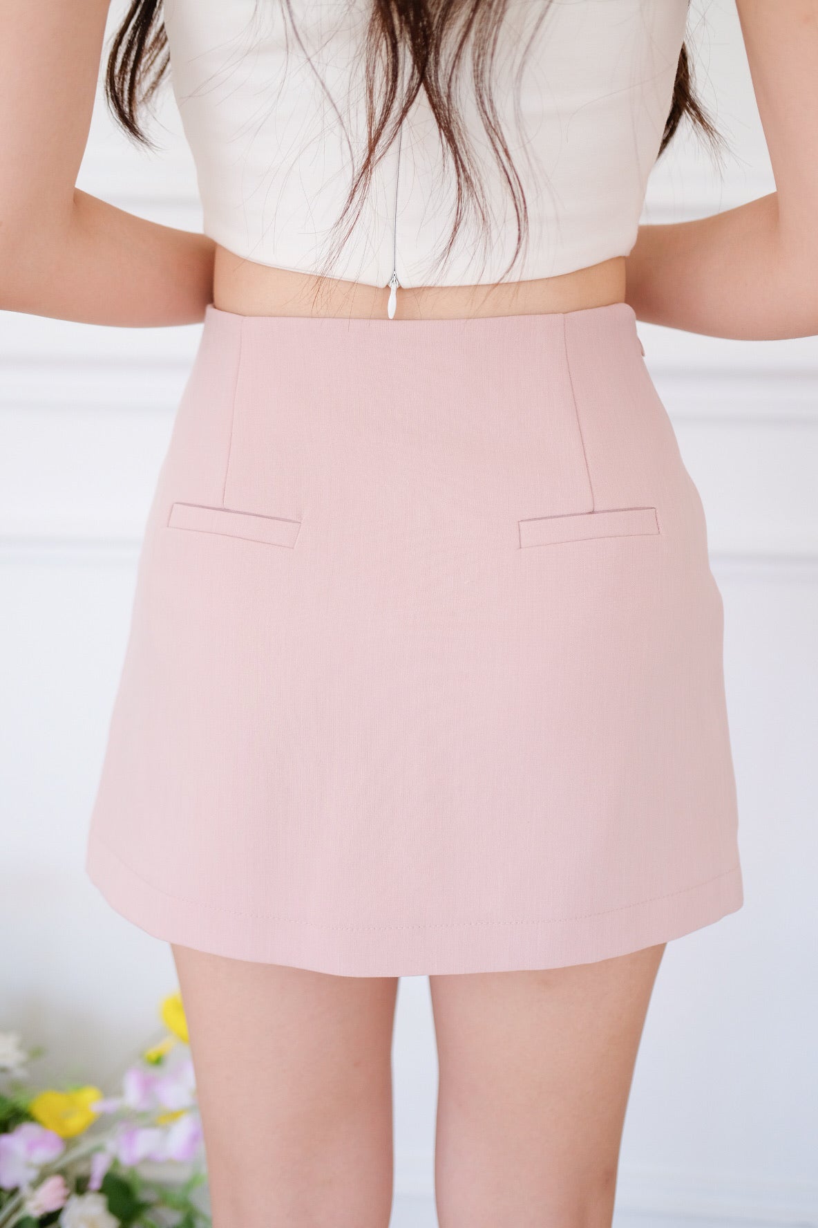 Shanell Basic Side Slit Skorts (Blush Pink)
