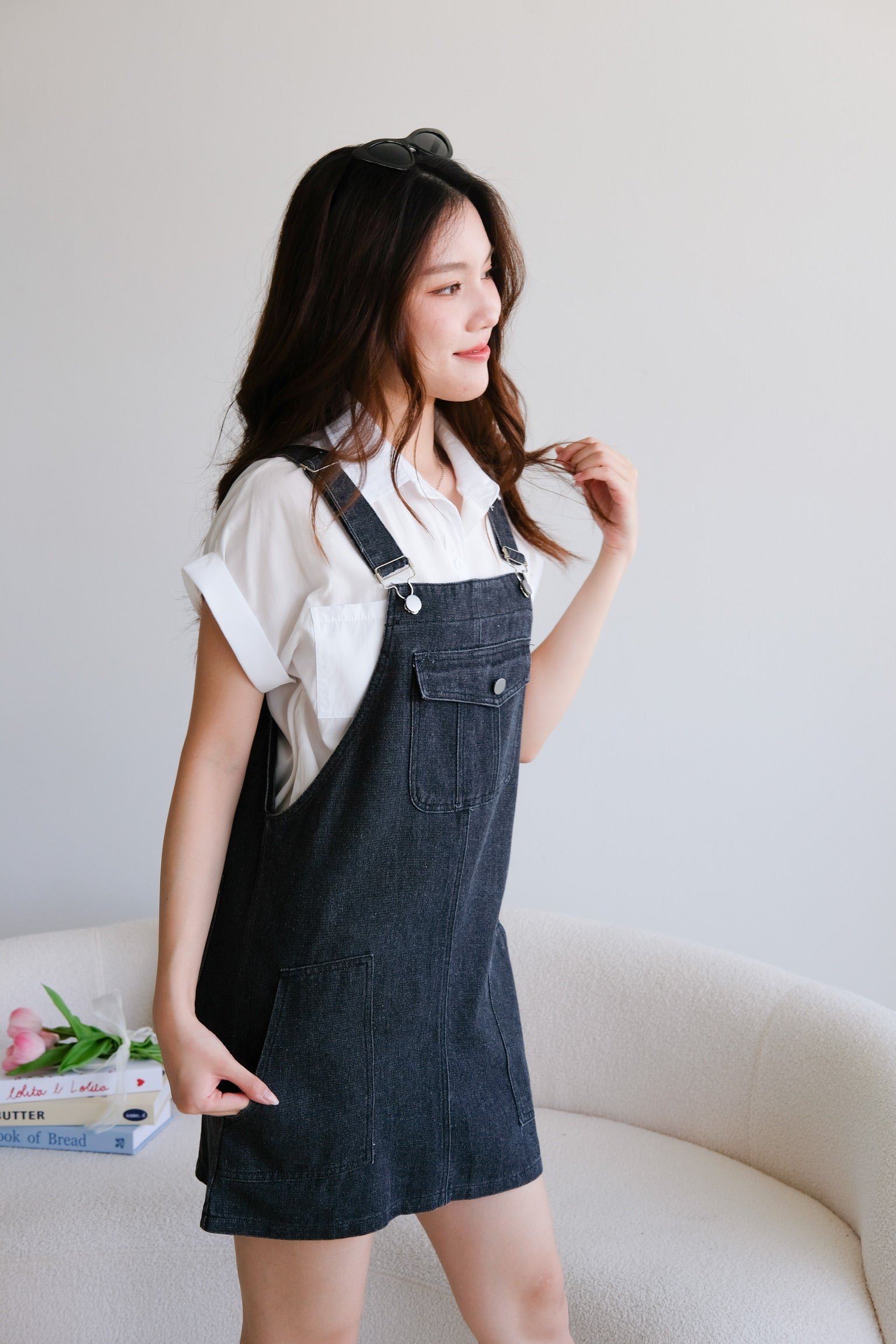 On The Go Denim Dungaree (Denim Black)