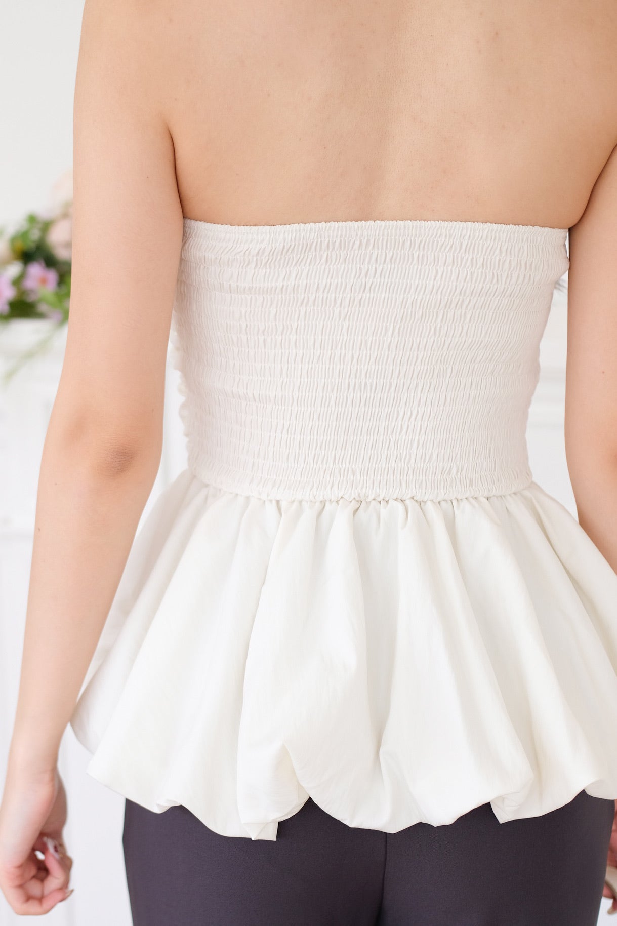 Reiko Peplum Tube Top (Cream)