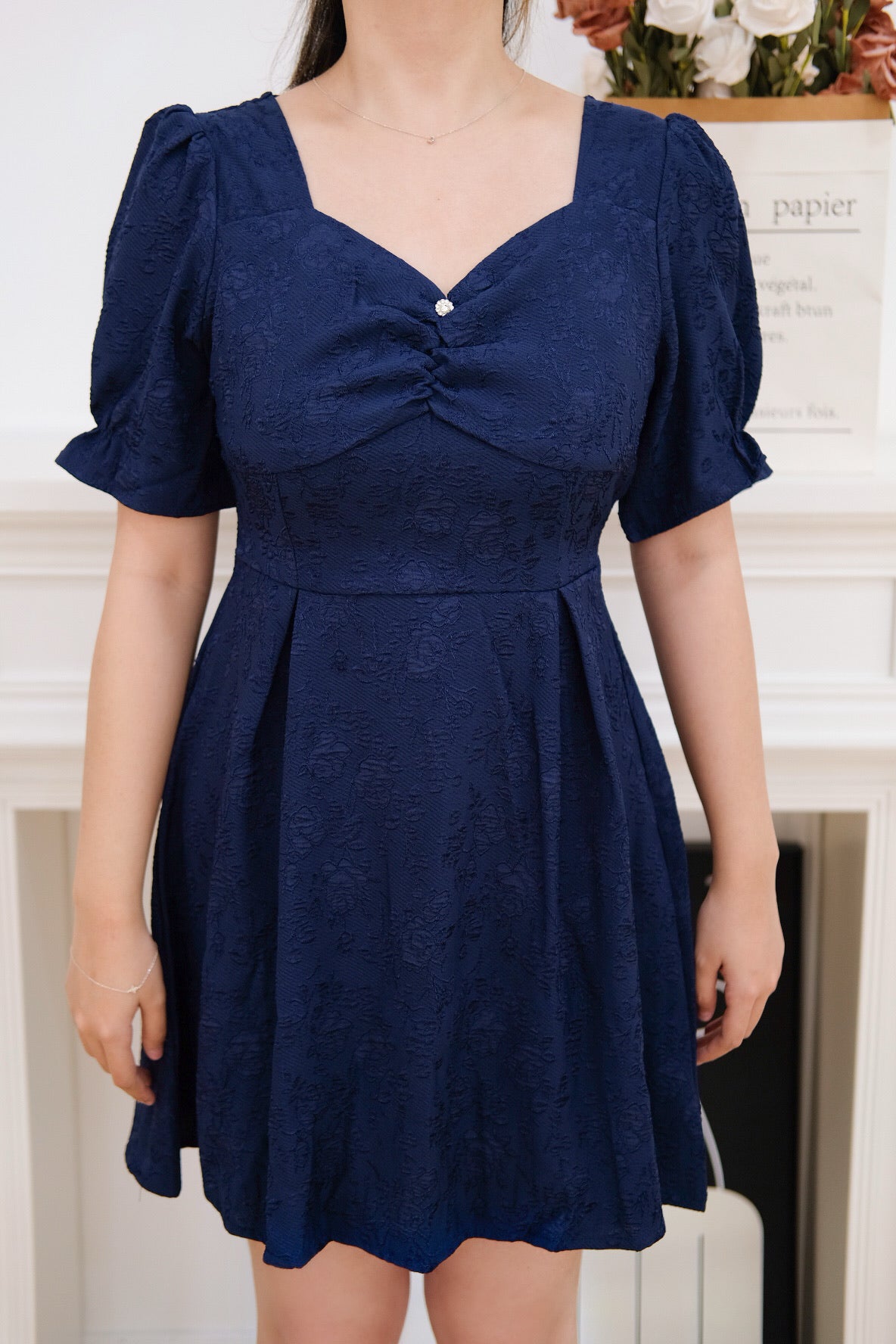 Blue Cheongsam Mini Dress