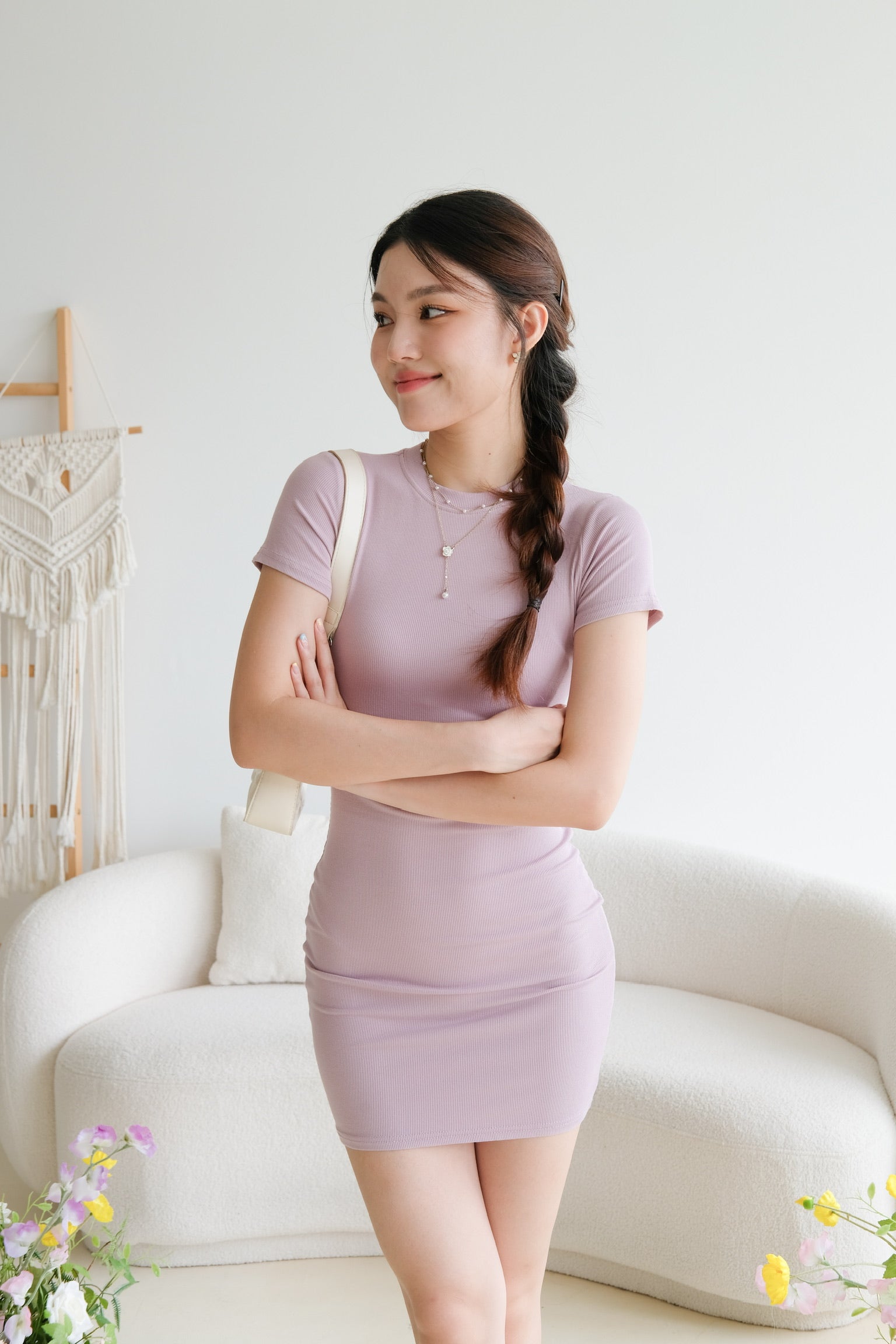 Jynnie Bodycon Mini Dress (Pinkish Purple)