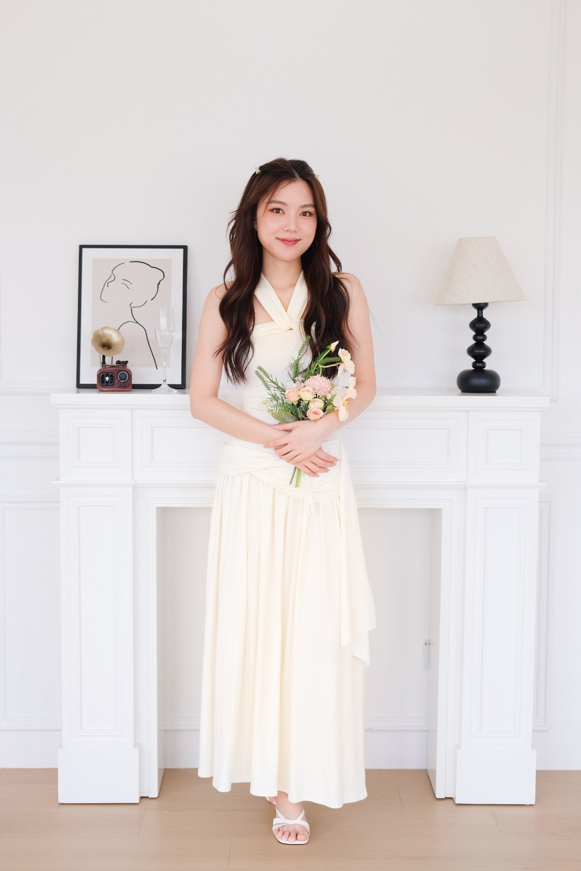 Jessy Toga Cotton Maxi Dress (Pastel Cream)