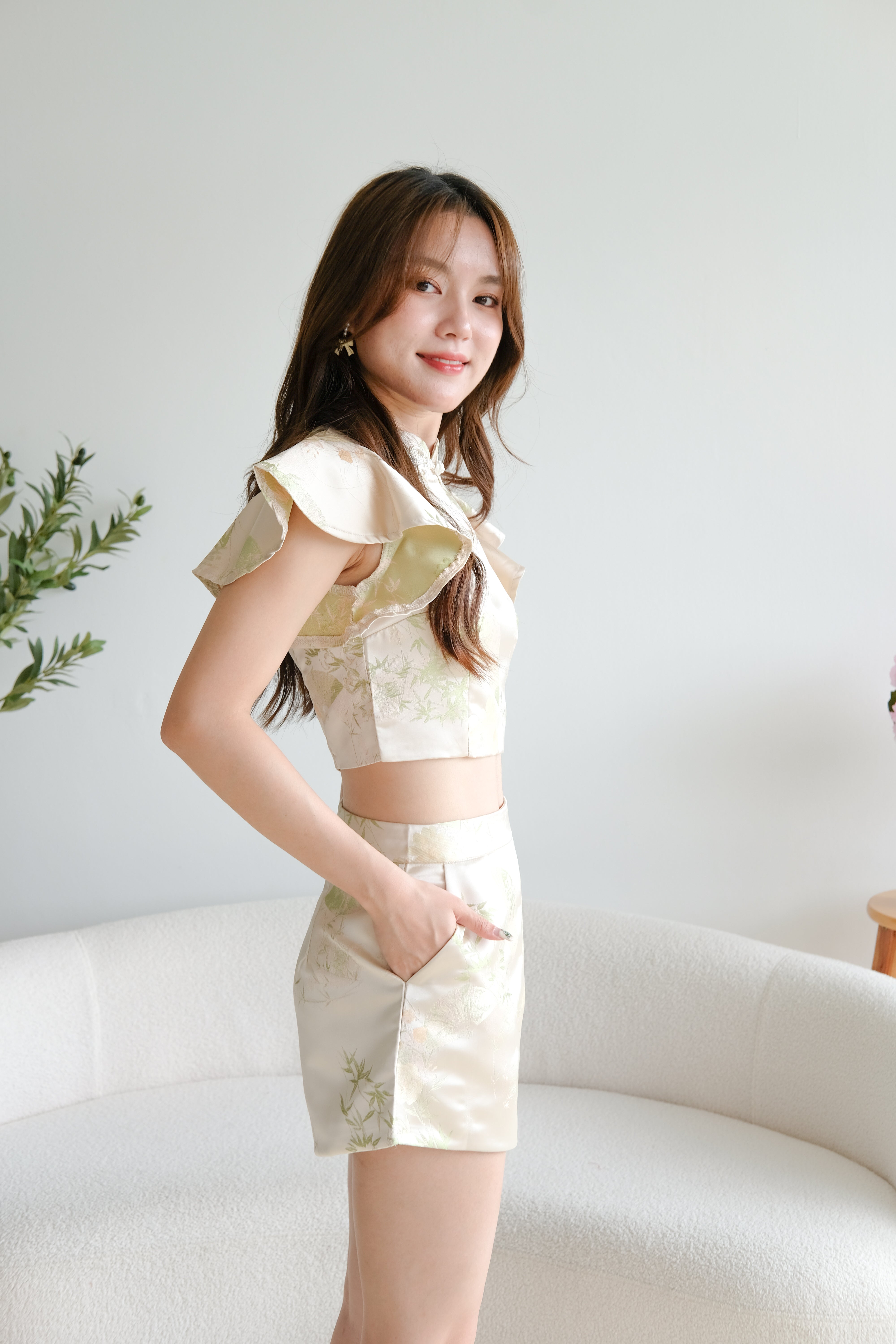 An Qi Cheongsam Set (Champagne Beige)