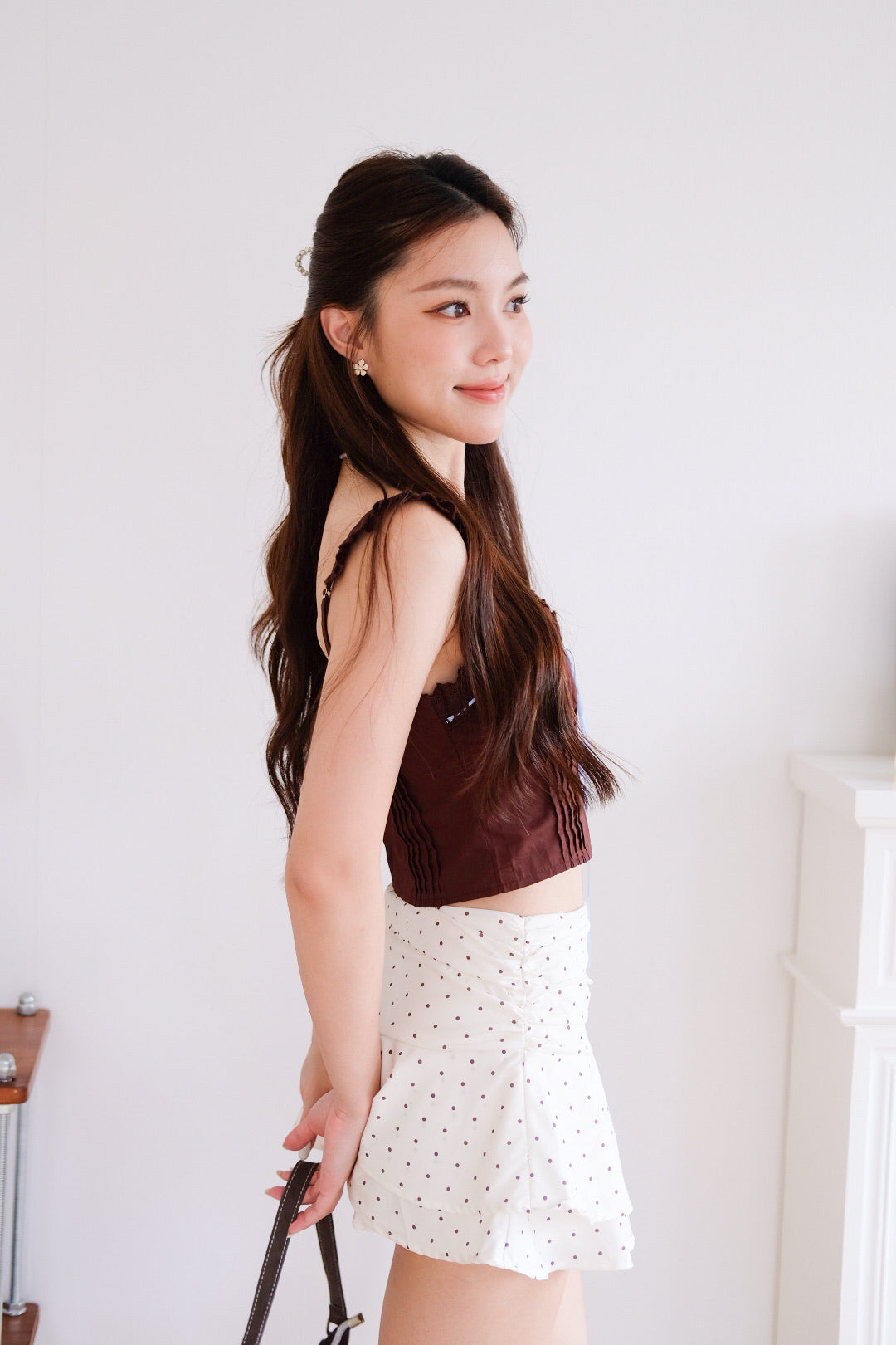 Eva Polka Dots Ruffle Skirt (Cream) [ ETA 13 Oct ]
