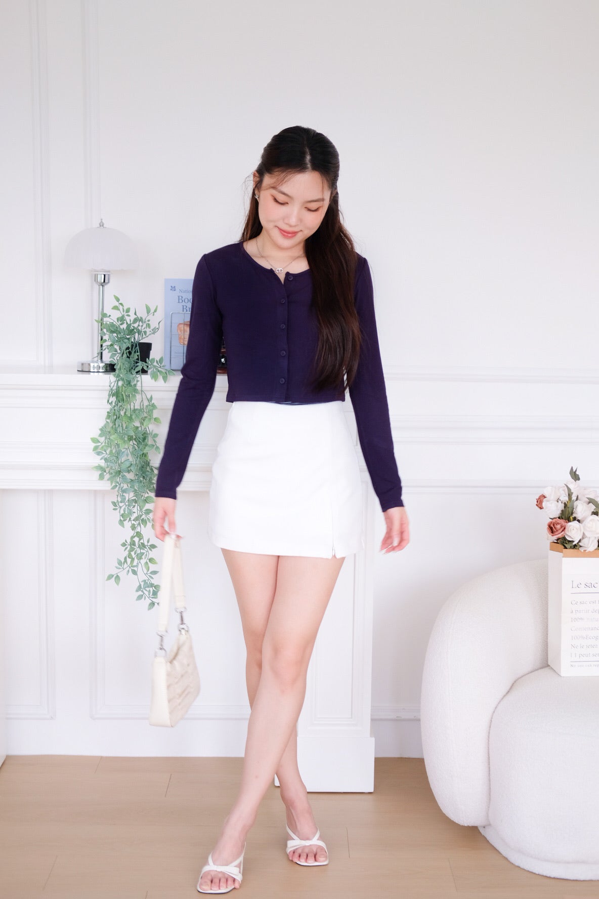 Isla Button Cardigan (Navy Blue)