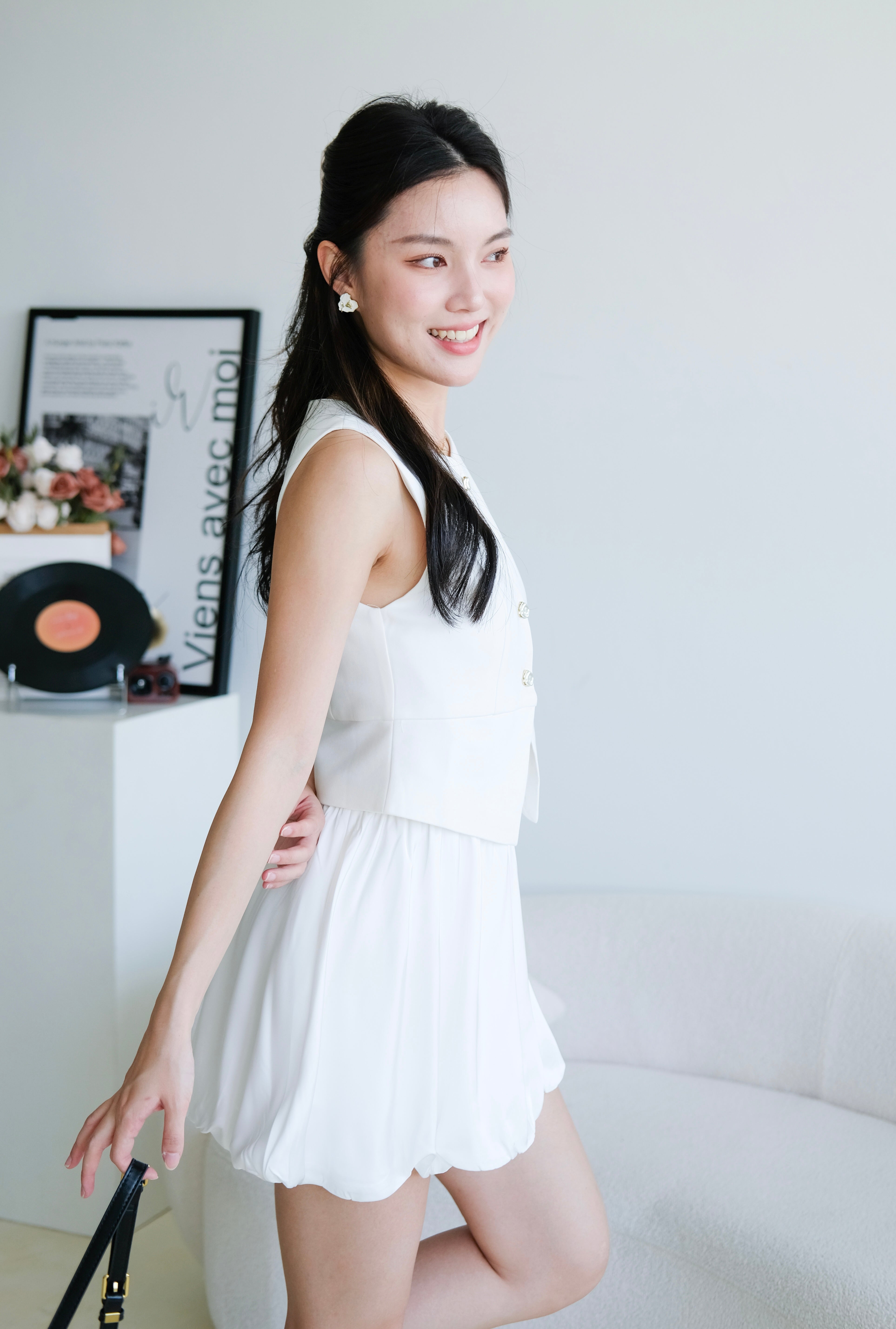 Valerie Round Neck Vest Top (White)