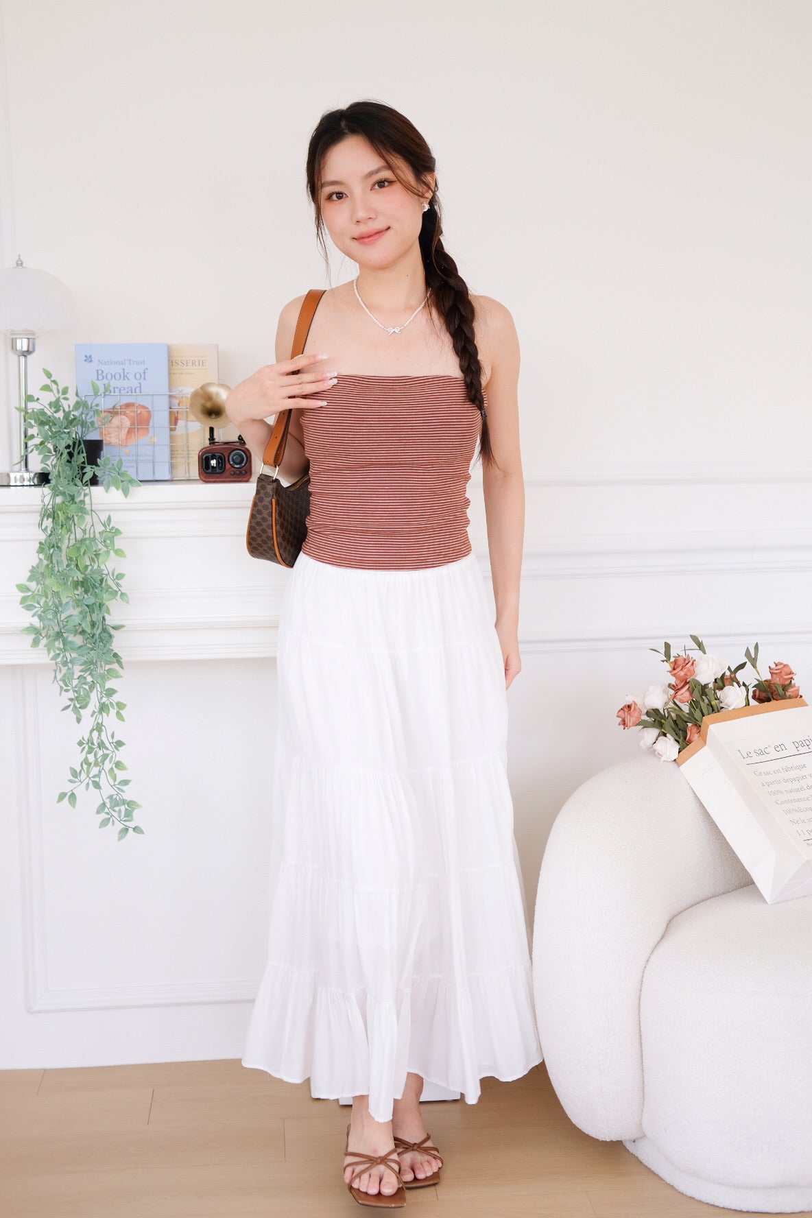 Capri Striped Padded Tube Top (Chestnut Brown) [ ETA 26 Aug ]