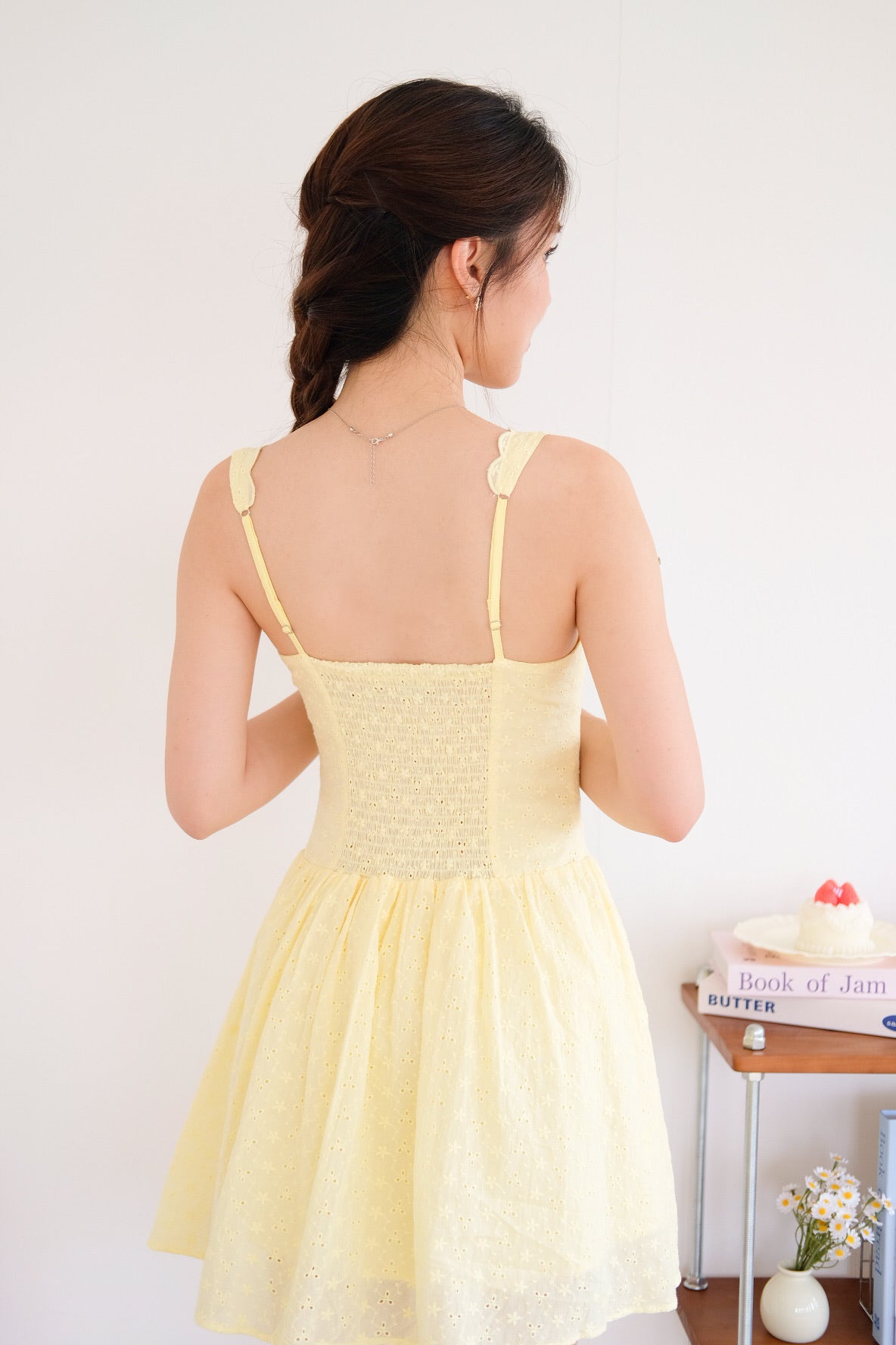 Reyna V Neck Eyelet Skater Dress (Sunshine Yellow)