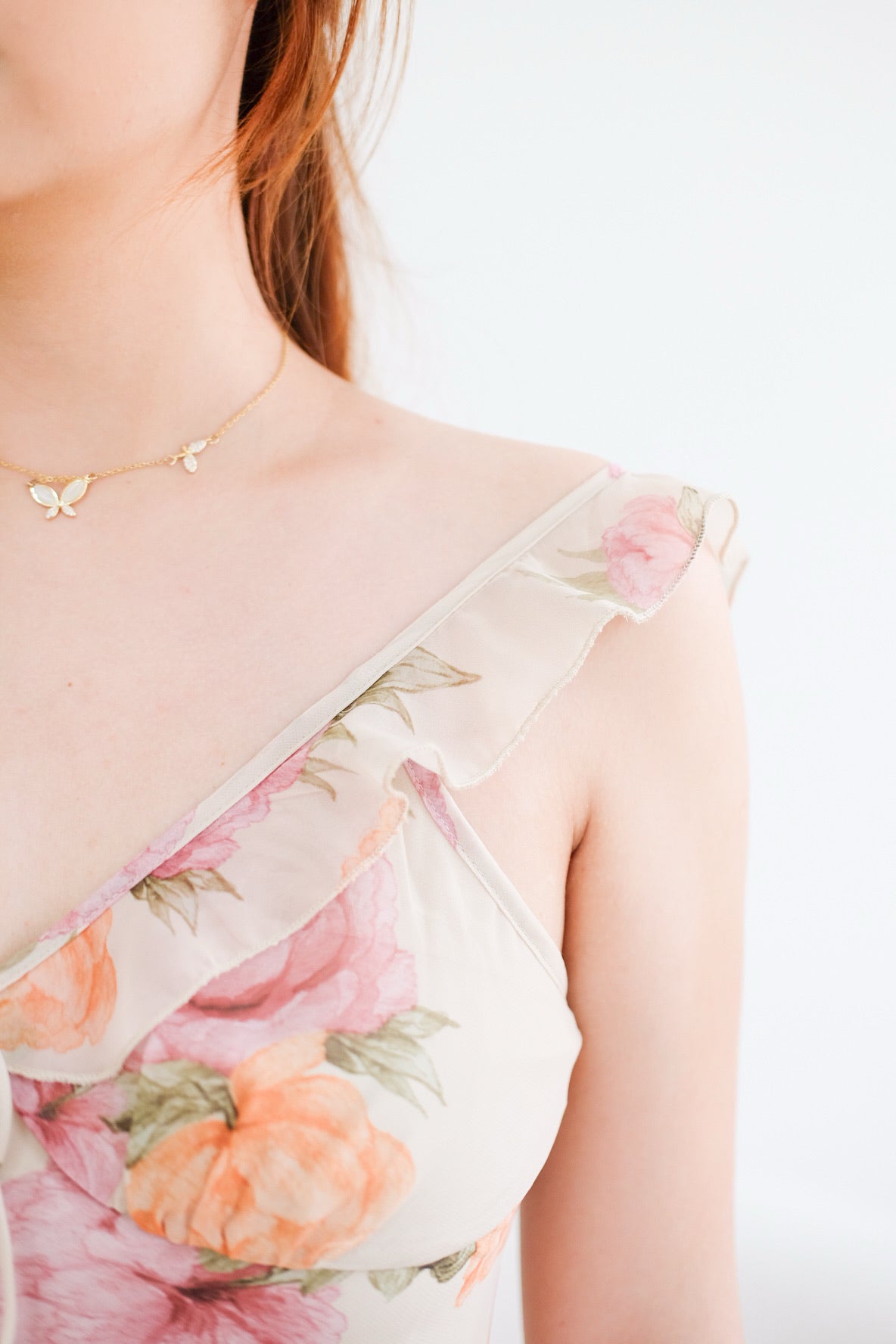 Khaki Rose Ruffle Maxi Dress