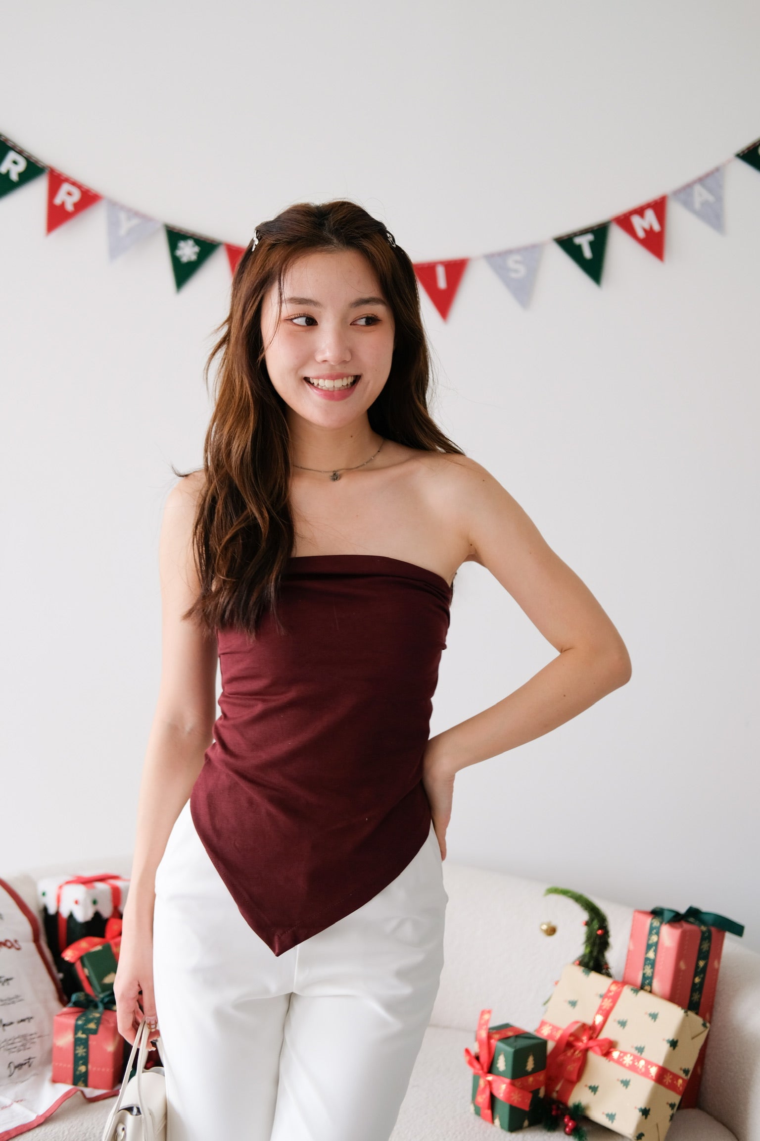 Porter Asymmetrical Tube Top (Wine)