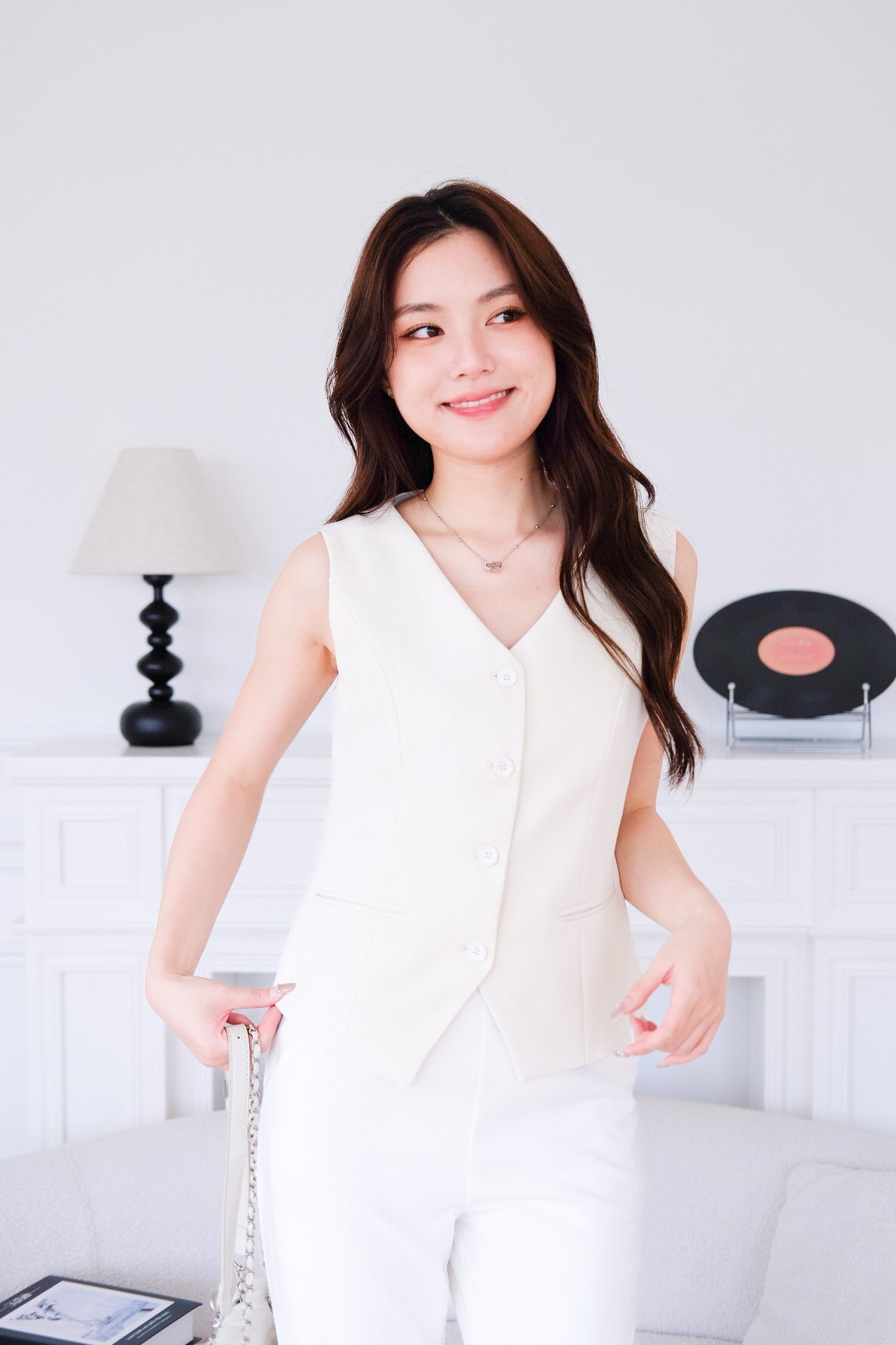 Atlas Work Vest Top (Beige)