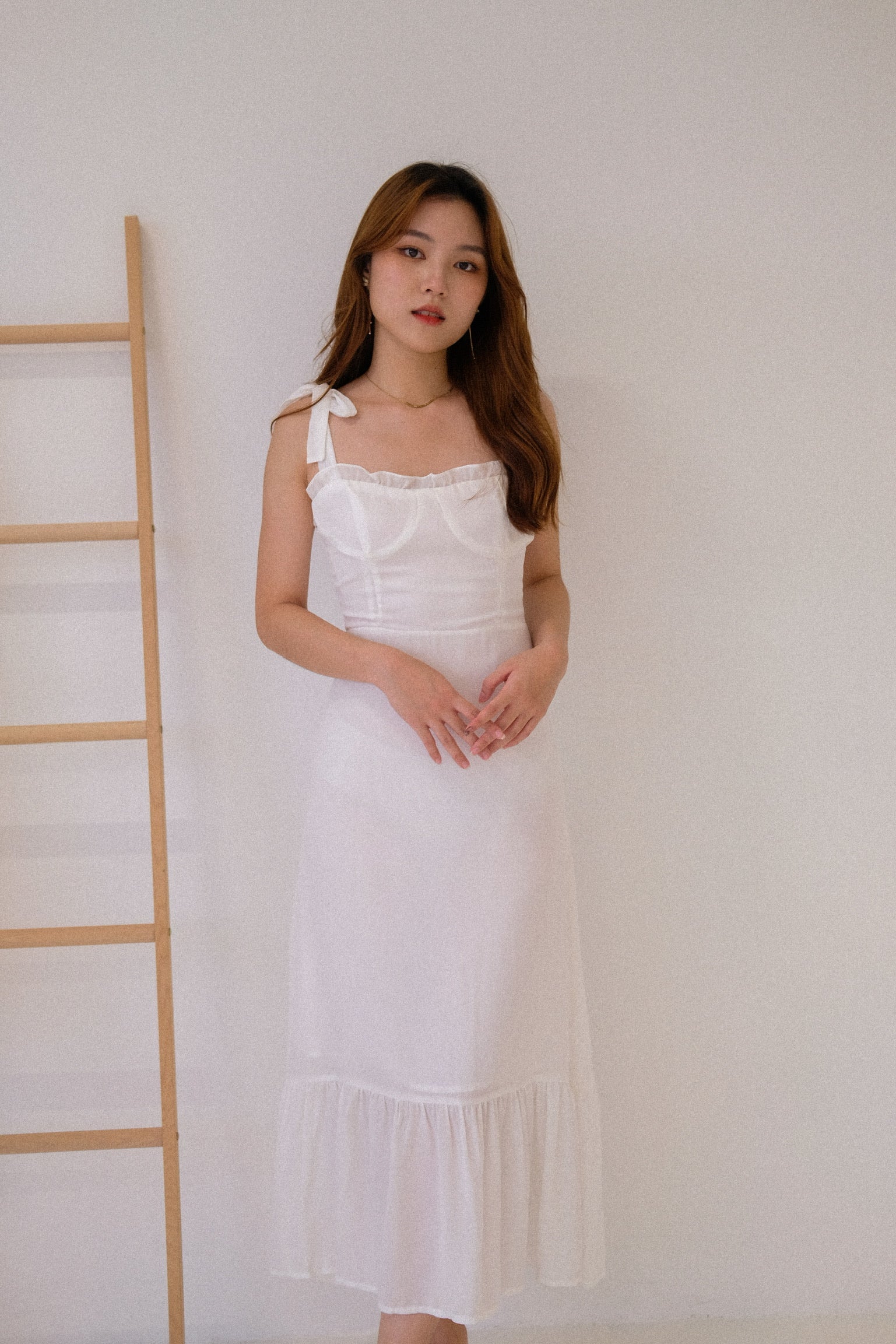 Freya Ruffle Maxi Dress (White)