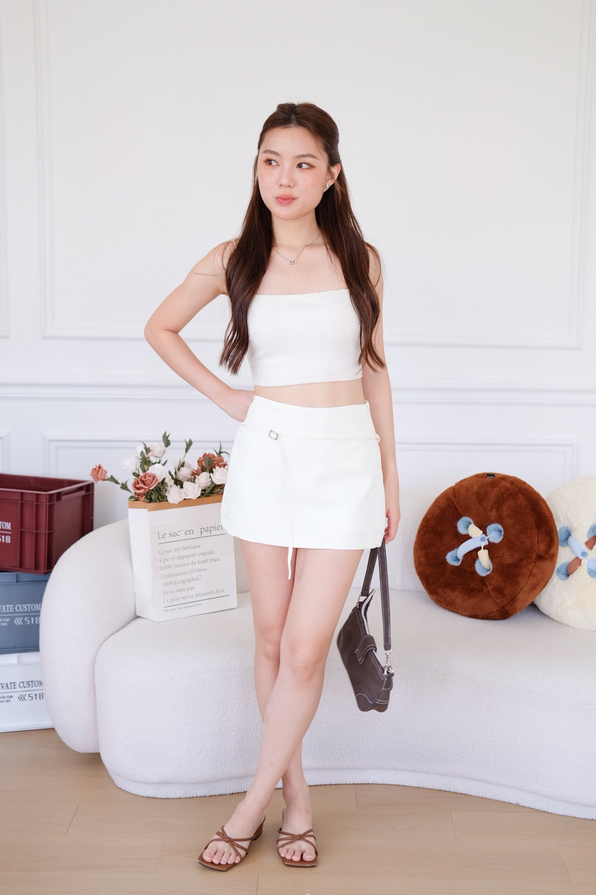 Tasha Mini Belt Skort (Cream)