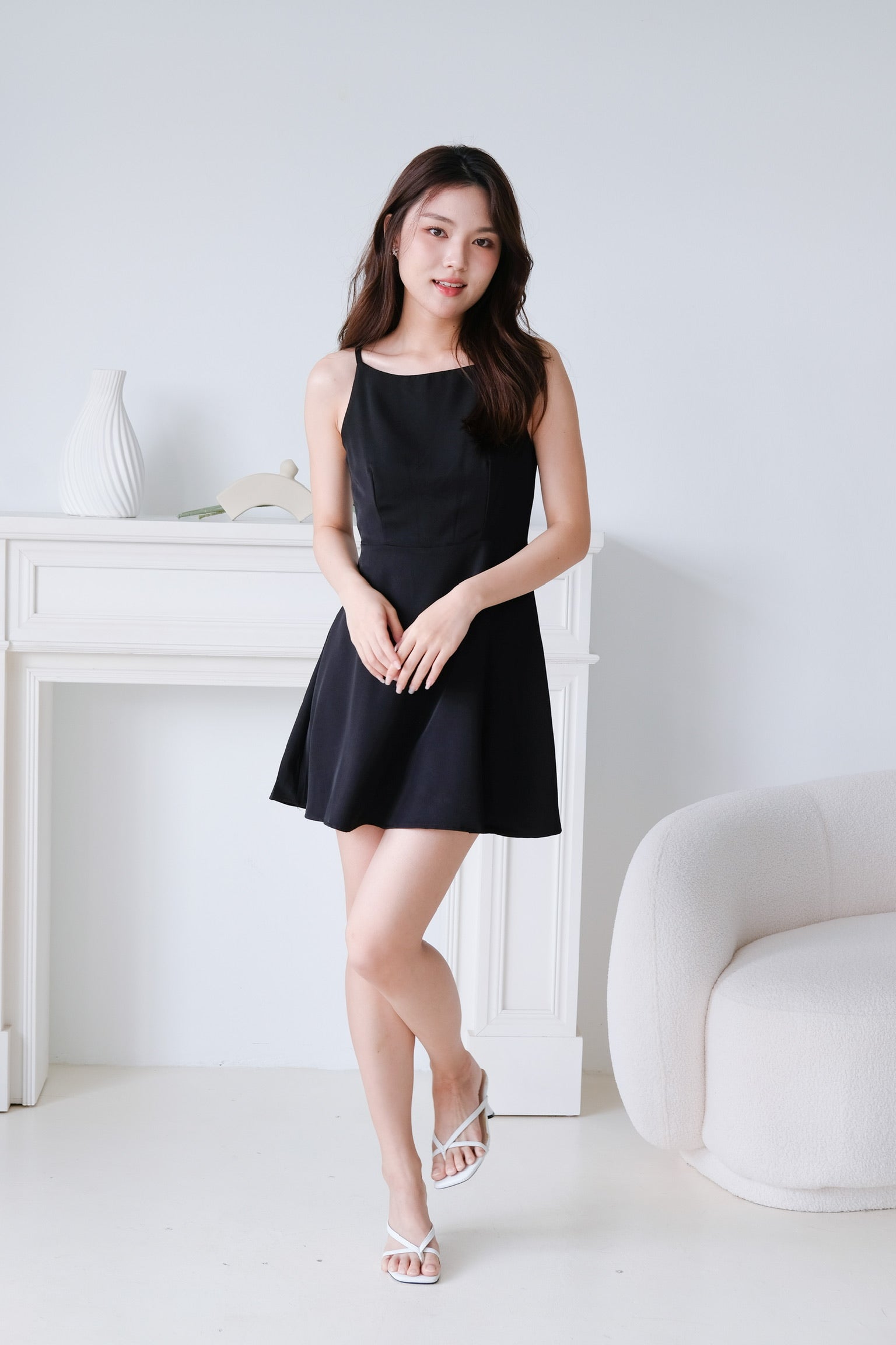 Stella Boatneck Flare Dress (Black)