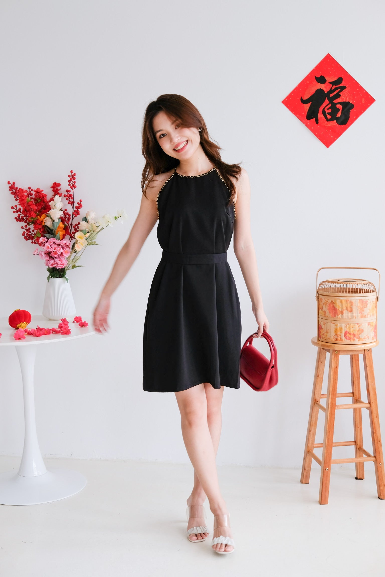 Raine Halter Loose Dress (Black)