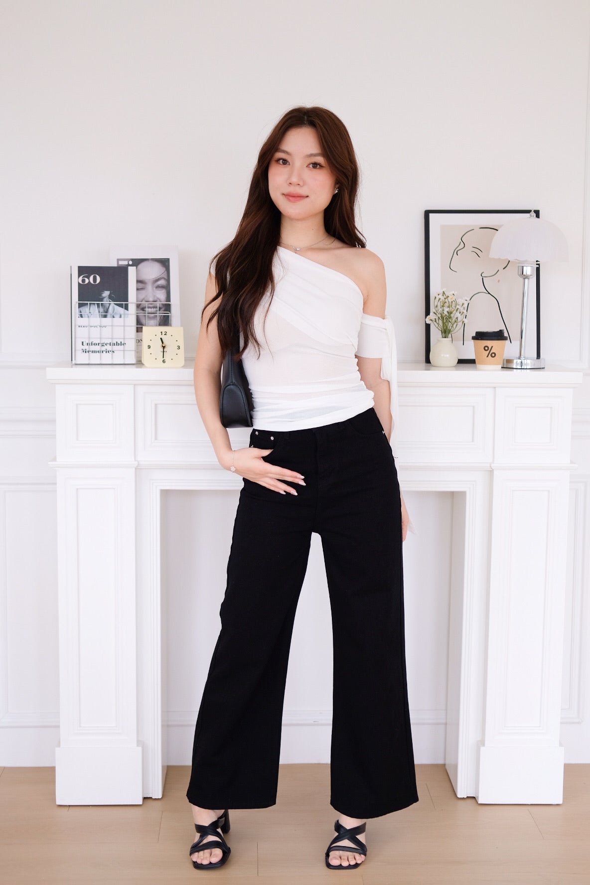 Erika Draped Off Shoulder Top (White)