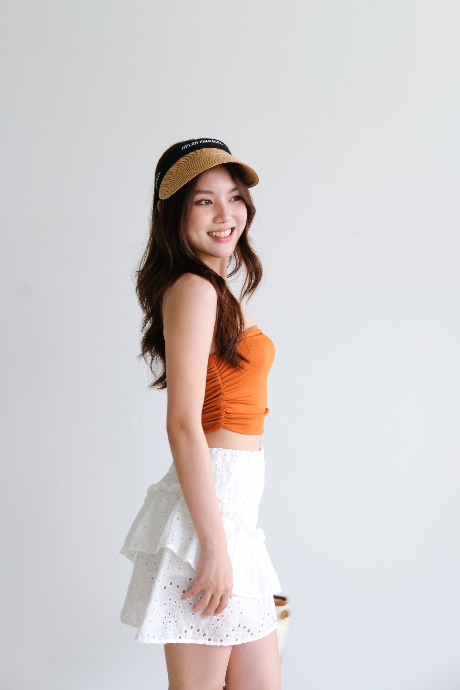 Eugenie Ruched Tube Top (Orange)