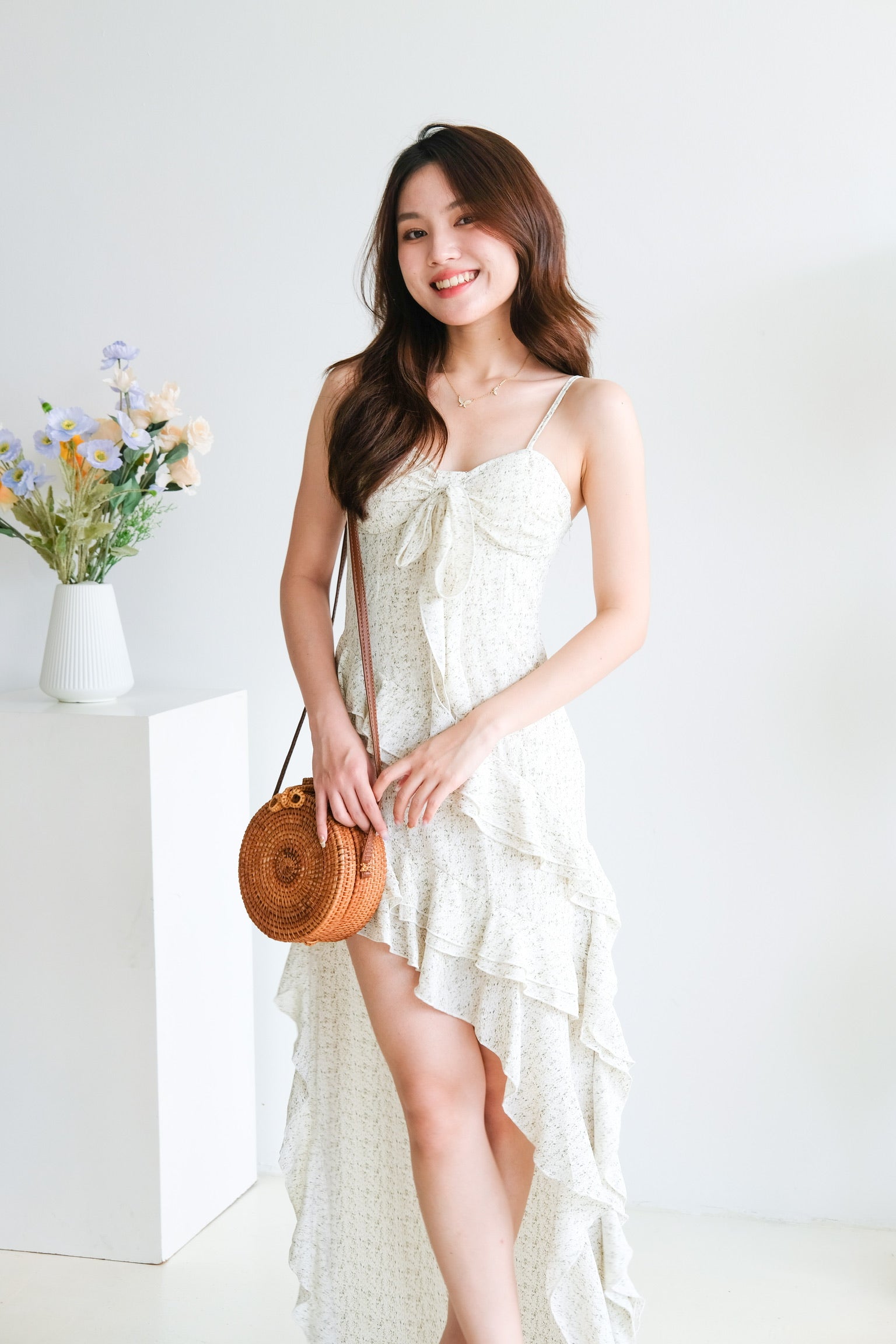 Irene Ruffle Layered Dress (Cream)