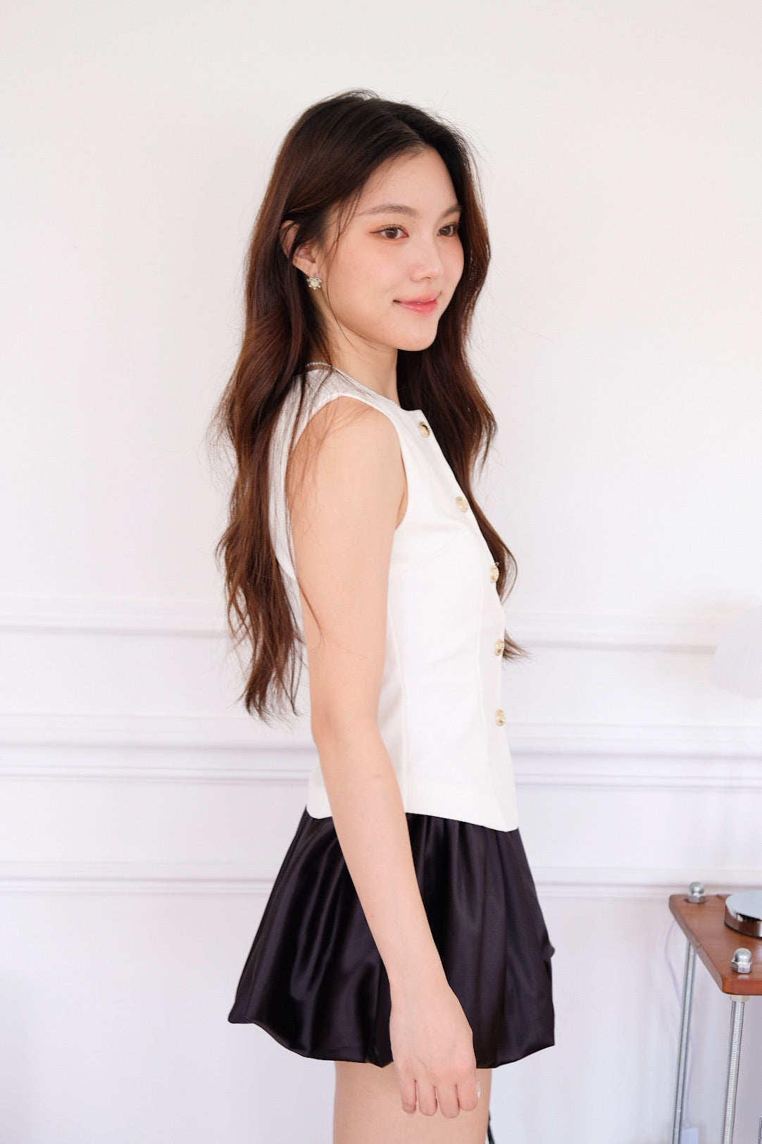 Senna Round Neck Vest Top (White)