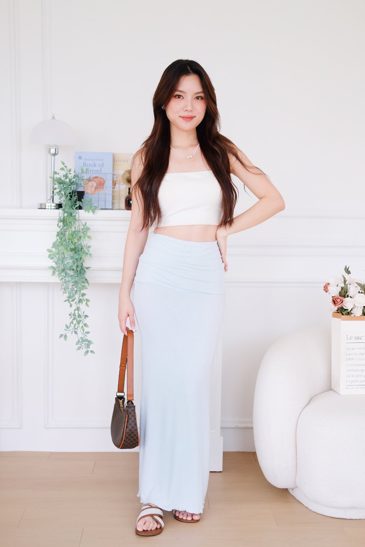 Sienna Cotton Maxi Skirt (Pale Blue) [ ETA 26 Aug ]