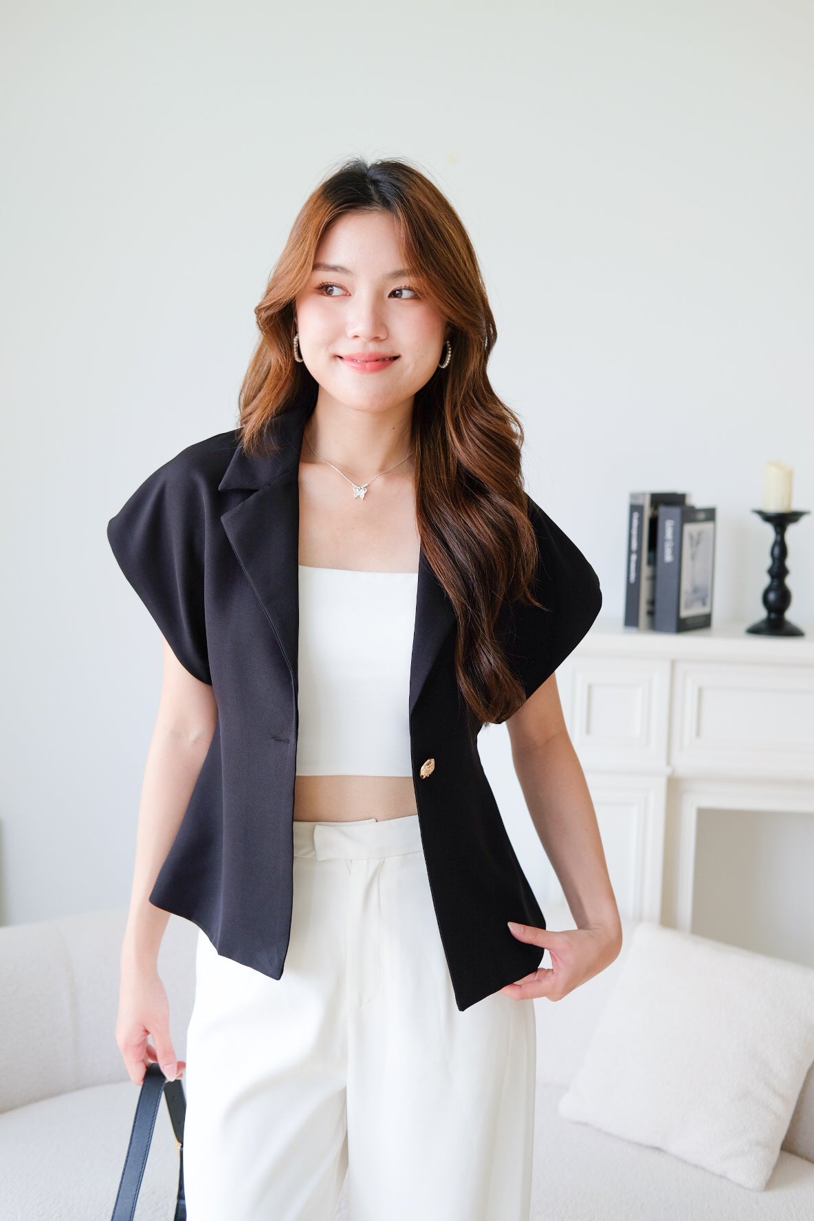 Workday Short Sleeves Blazer (Black)