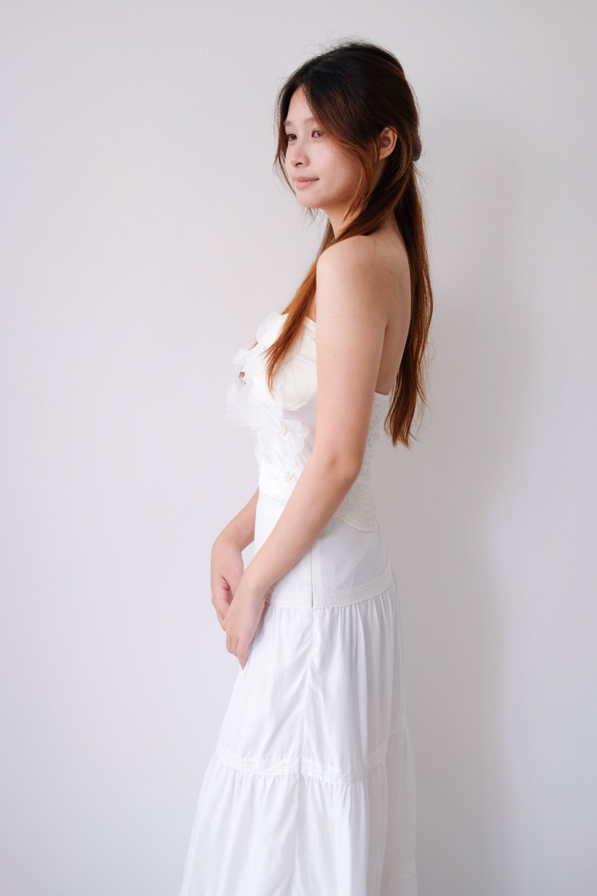 White Flower Tube Top