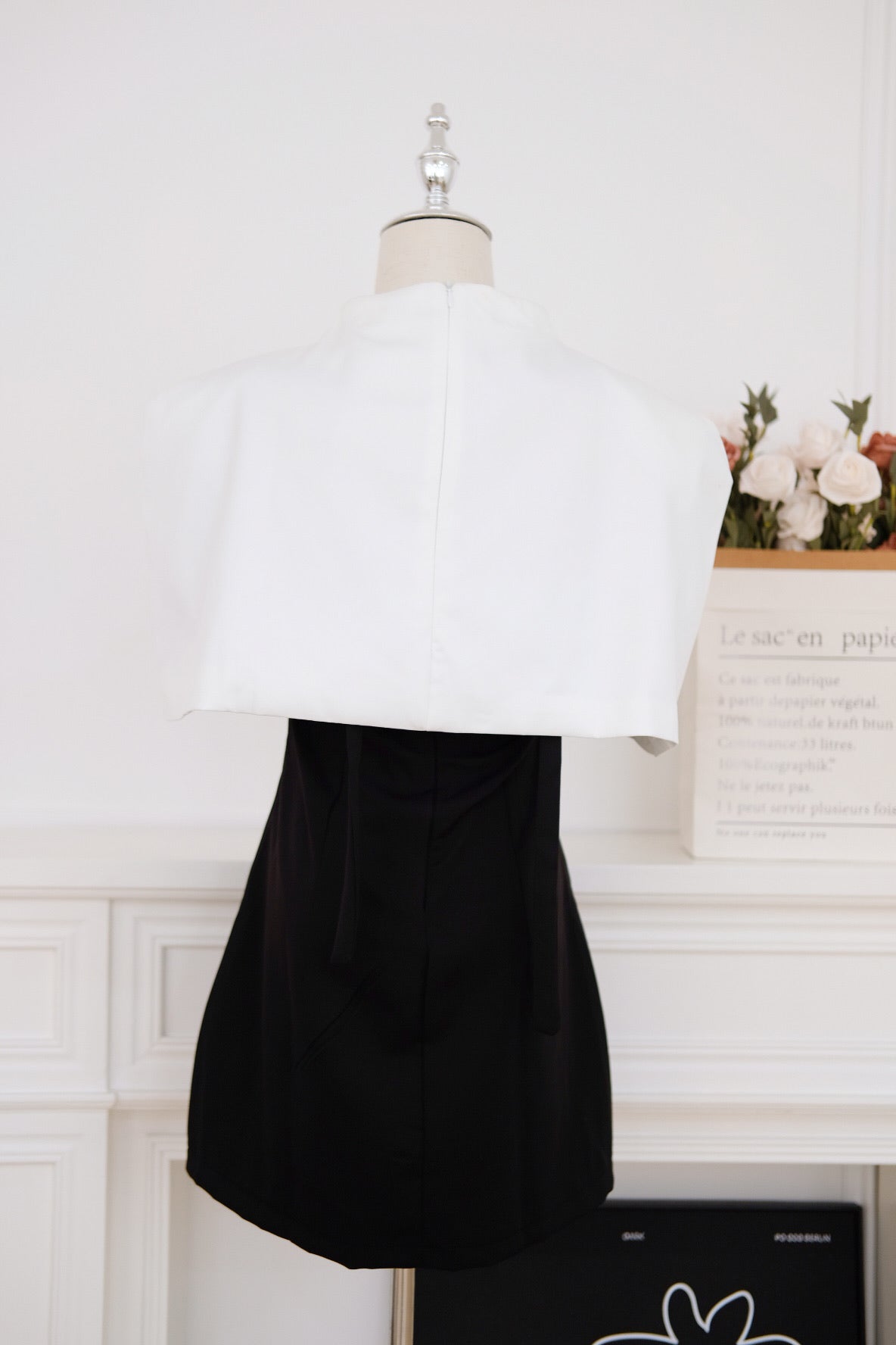 White High Neck Cape Top