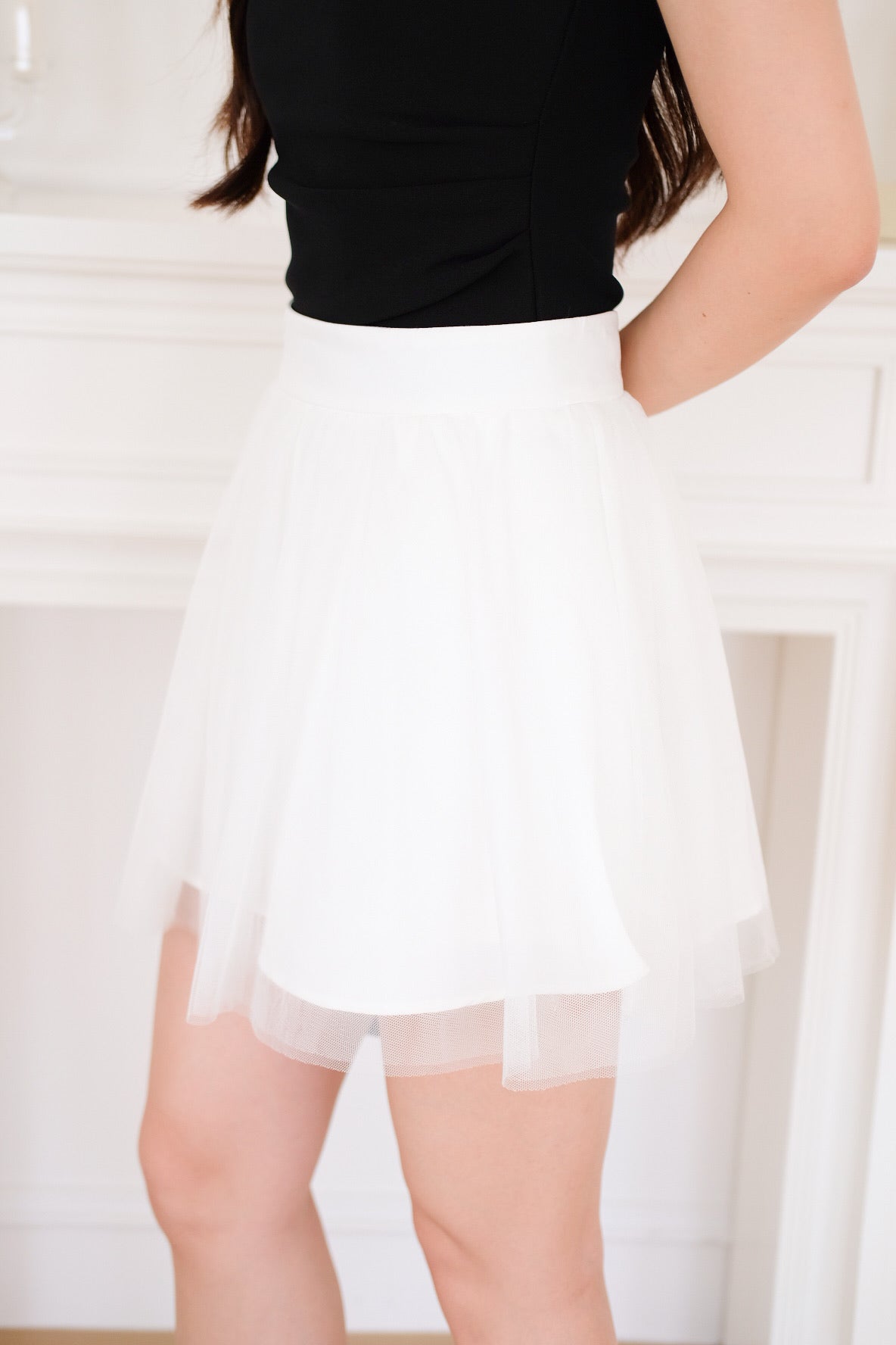 Romy Tulle Mini Skirt (White)