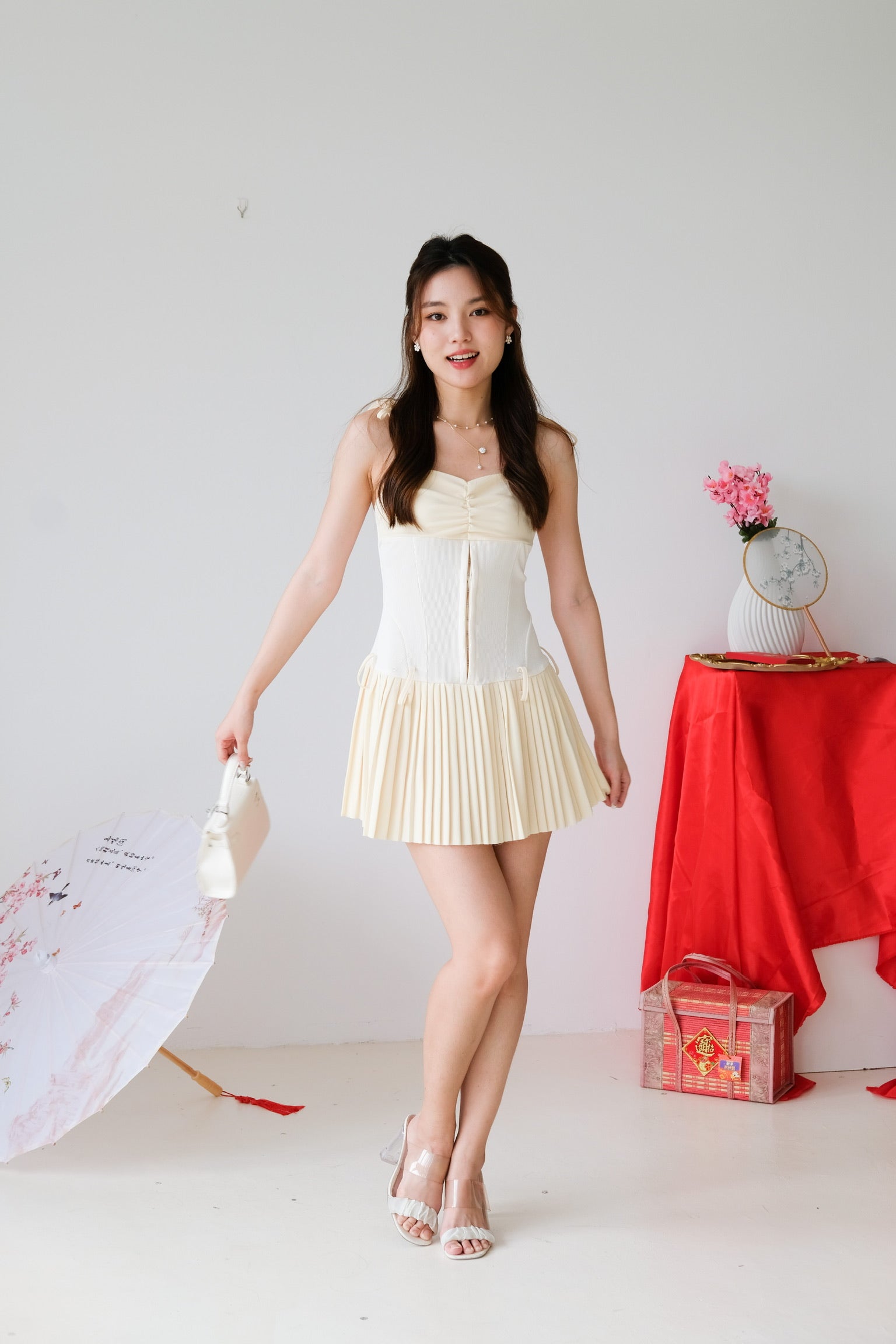 Larissa Ballerina Pleated Dress (Pale Yellow)