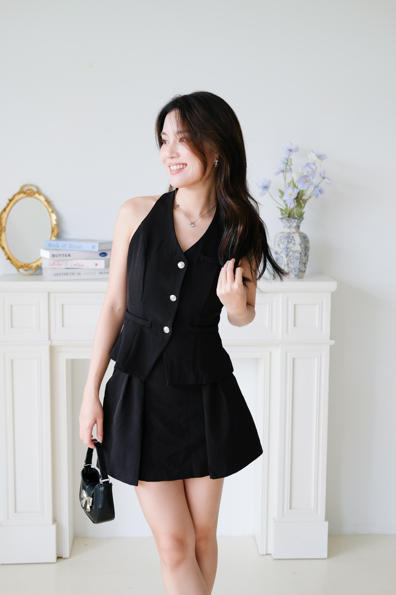 Megan Classic Vest Set (Black)
