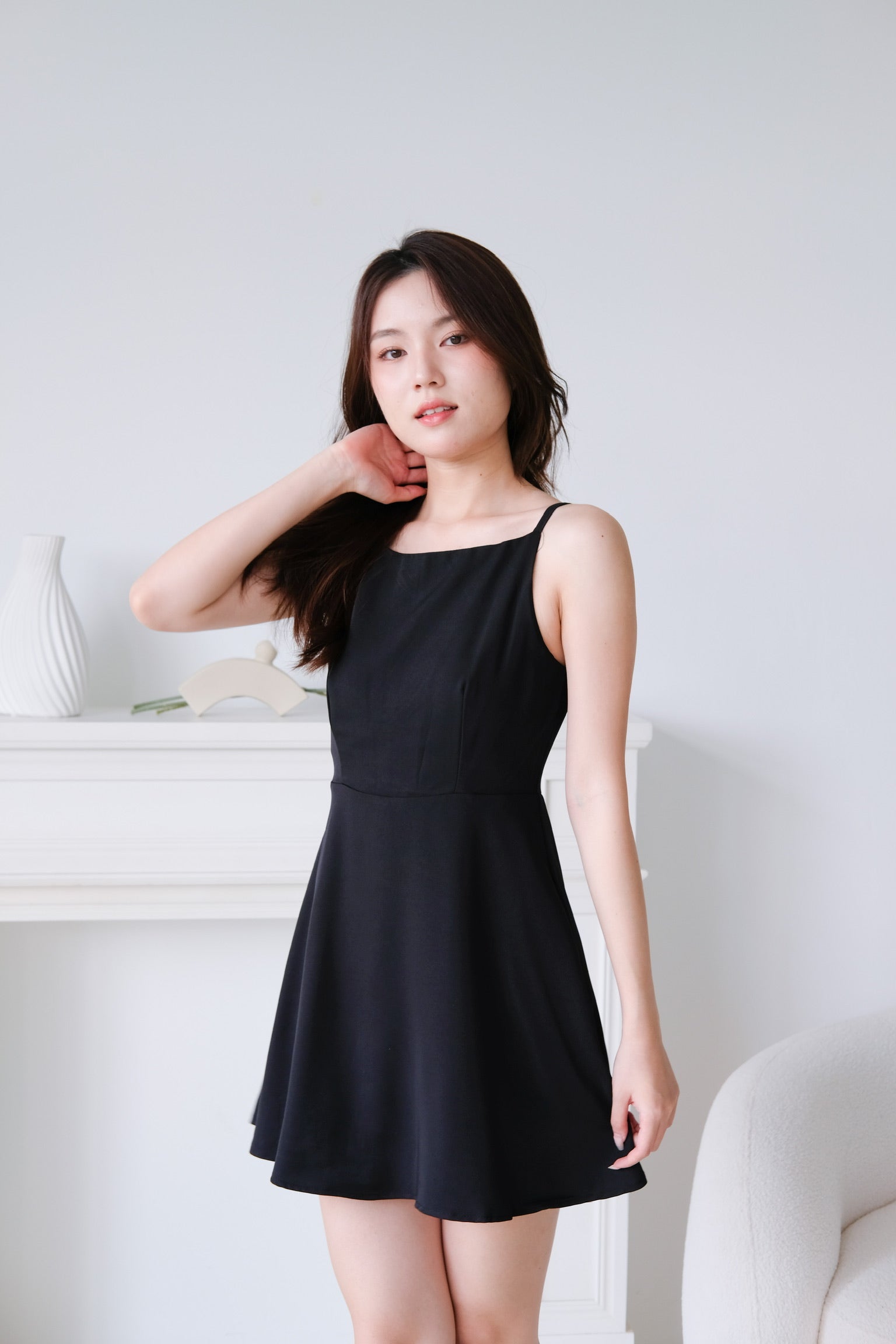 Stella Boatneck Flare Dress (Black)