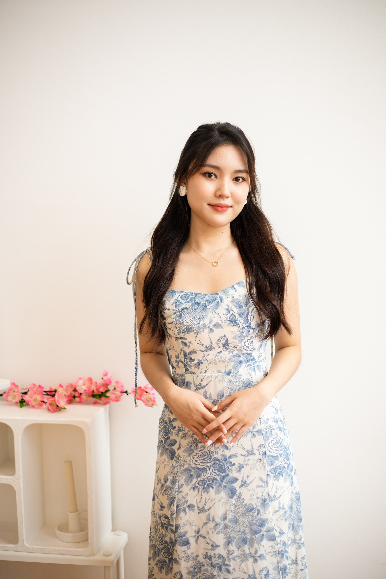 Chloe Floral Midi Dress (Sky Blue)