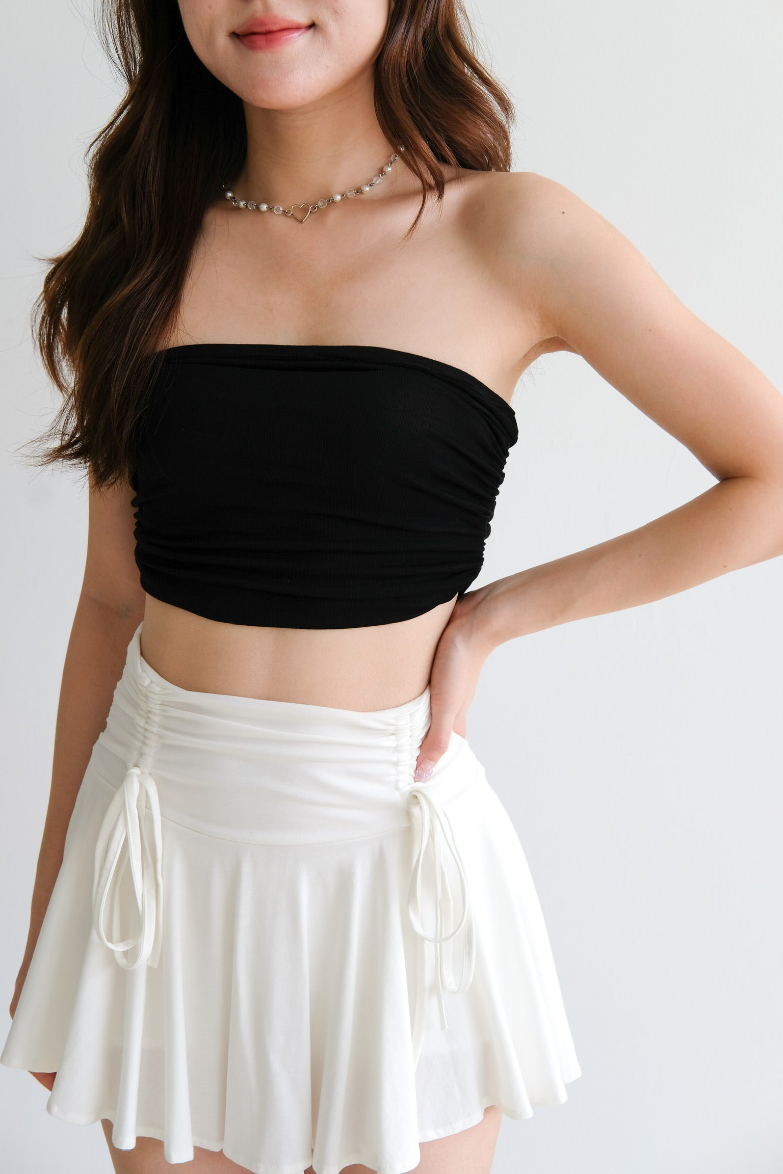 Eugenie Ruched Tube Top (Black)