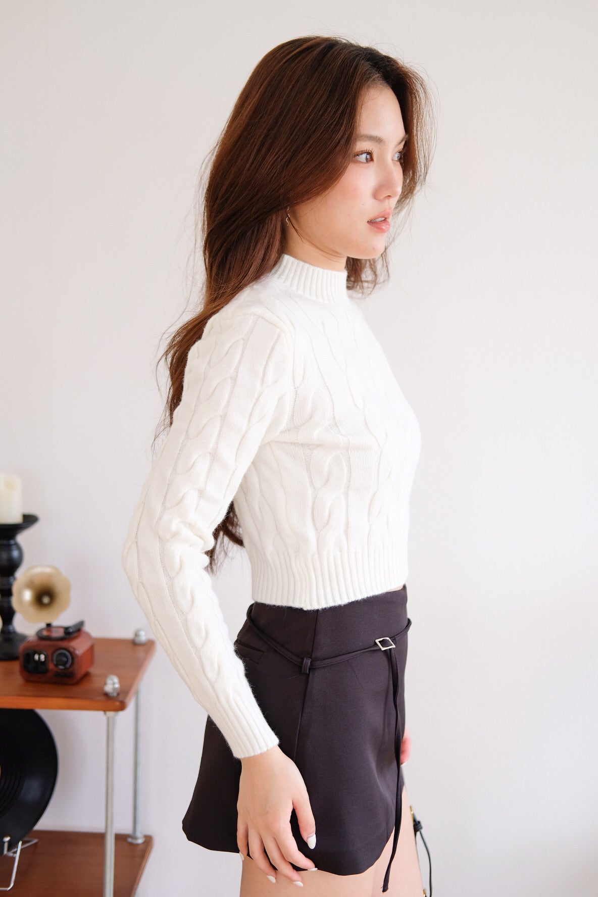 Jeanie Cable Knit Sweater (White)