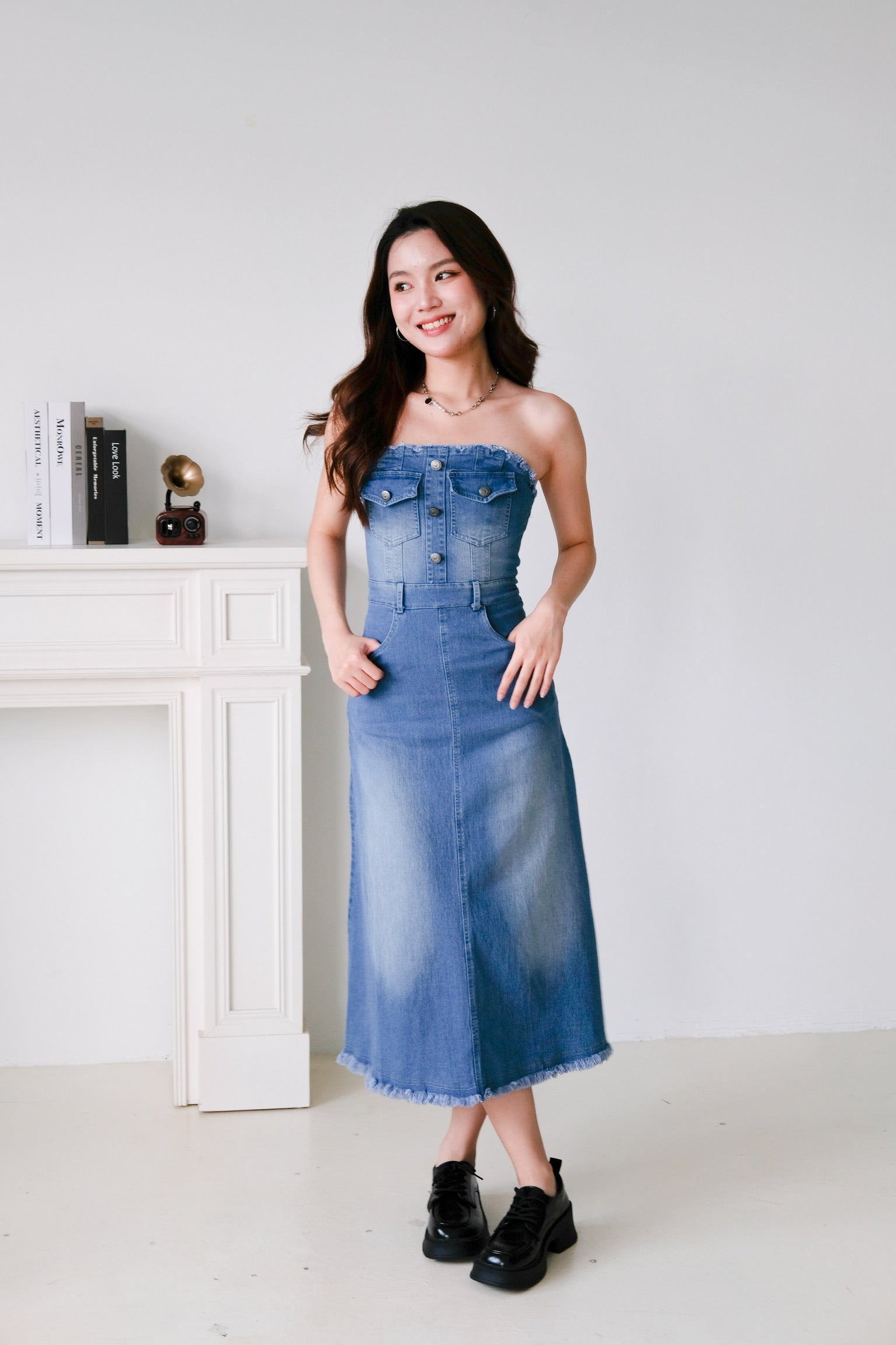 Altitude Denim Tube Maxi Dress (Dark Wash)