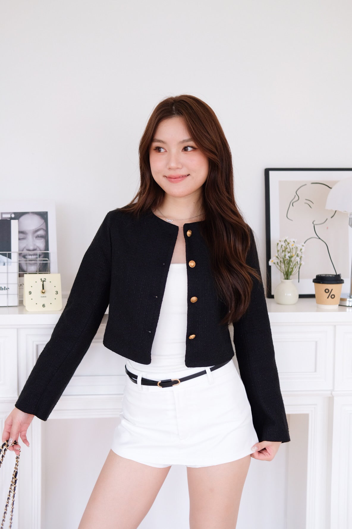Éclair Tweed Outerwear (Black) [ETA 10 Sept]
