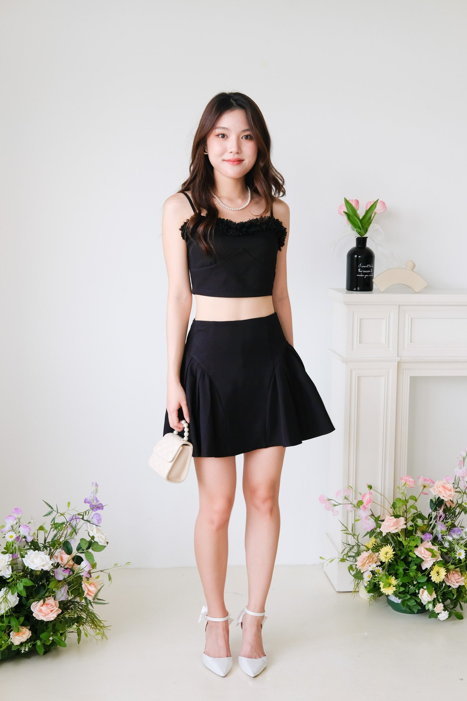 Sakura Floral Sweetheart Set (Black)