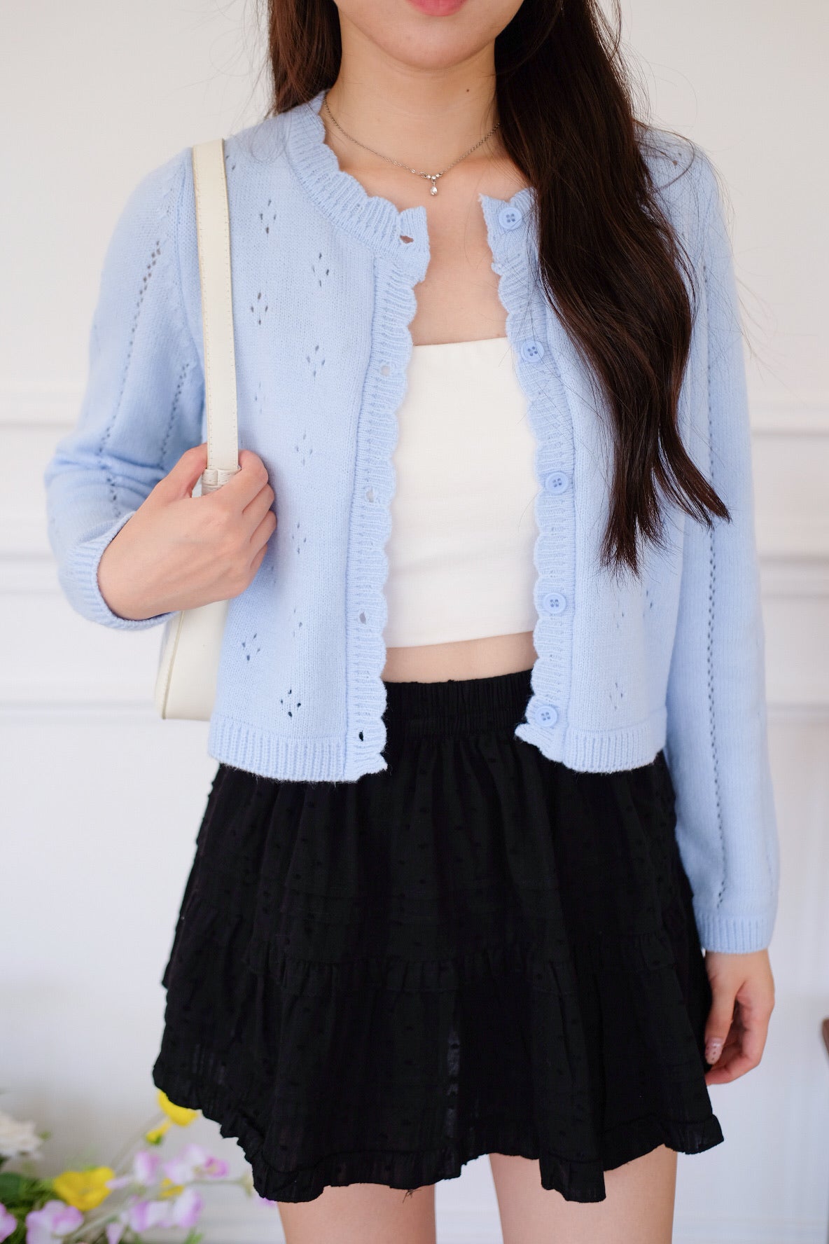 Mirae Soft Fuzzy Knit Cardigan (Baby Blue)
