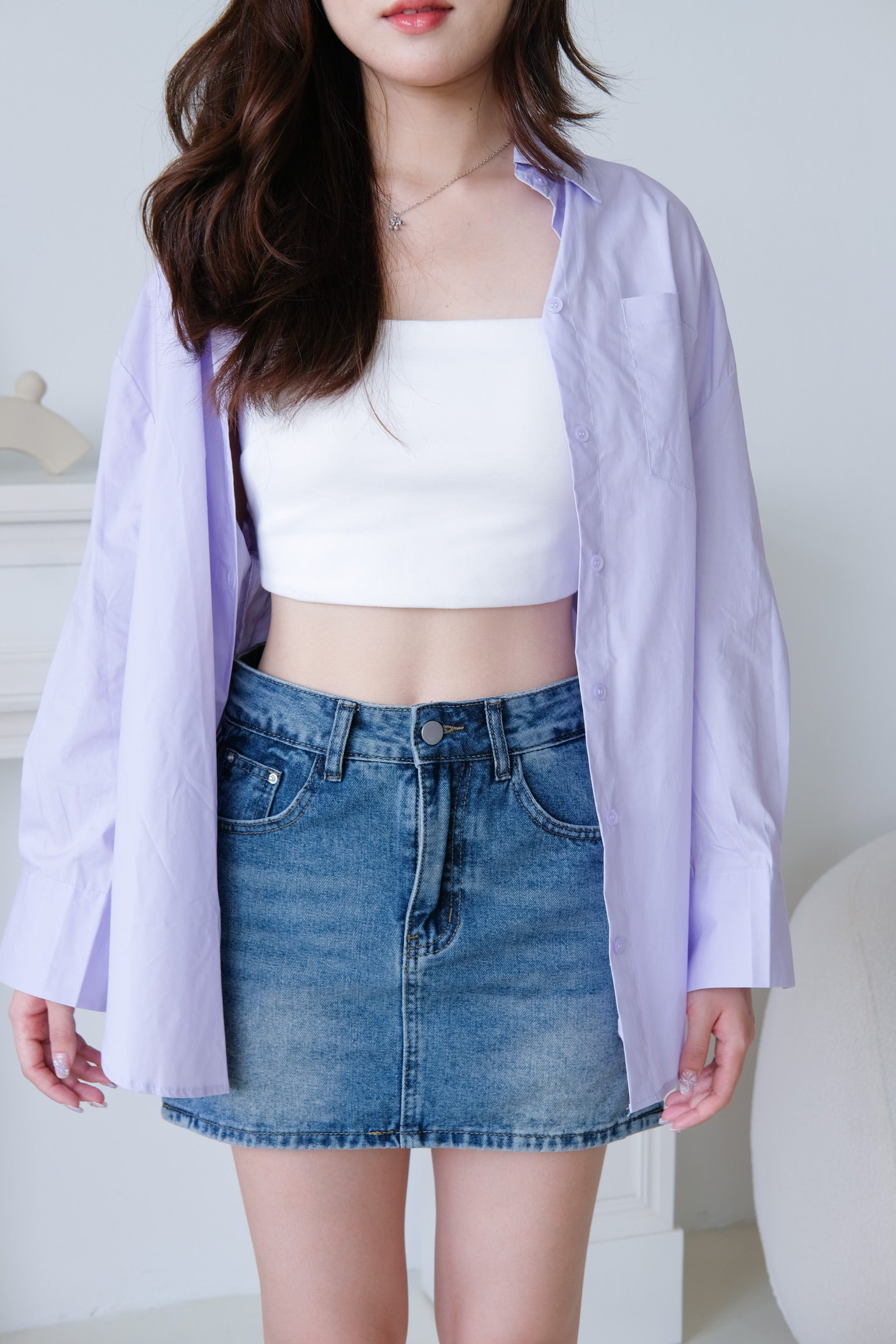 Rileen Boyfriend Oversized Shirt (Lilac)