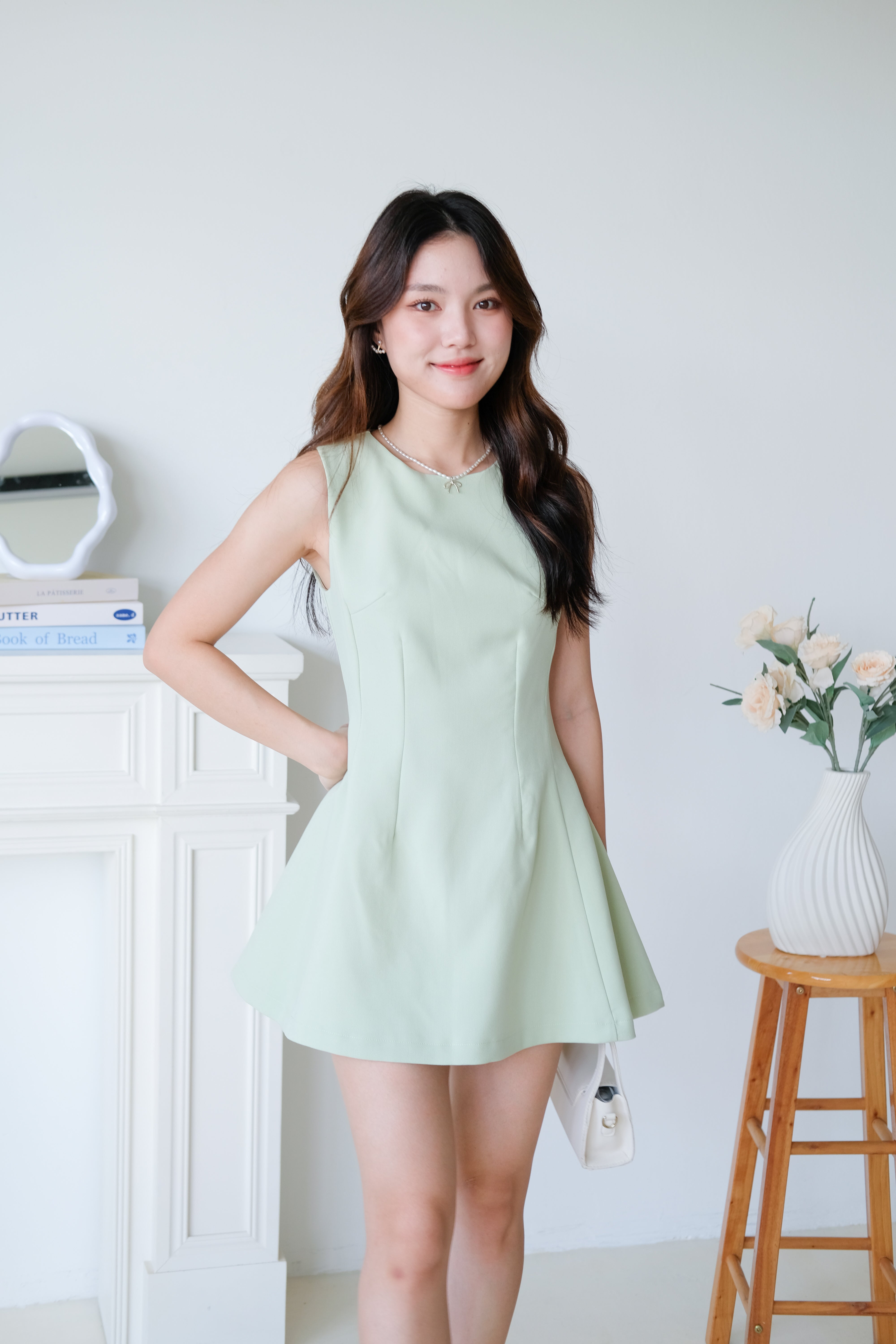 Tasya Skater Dress (Avocado Green)