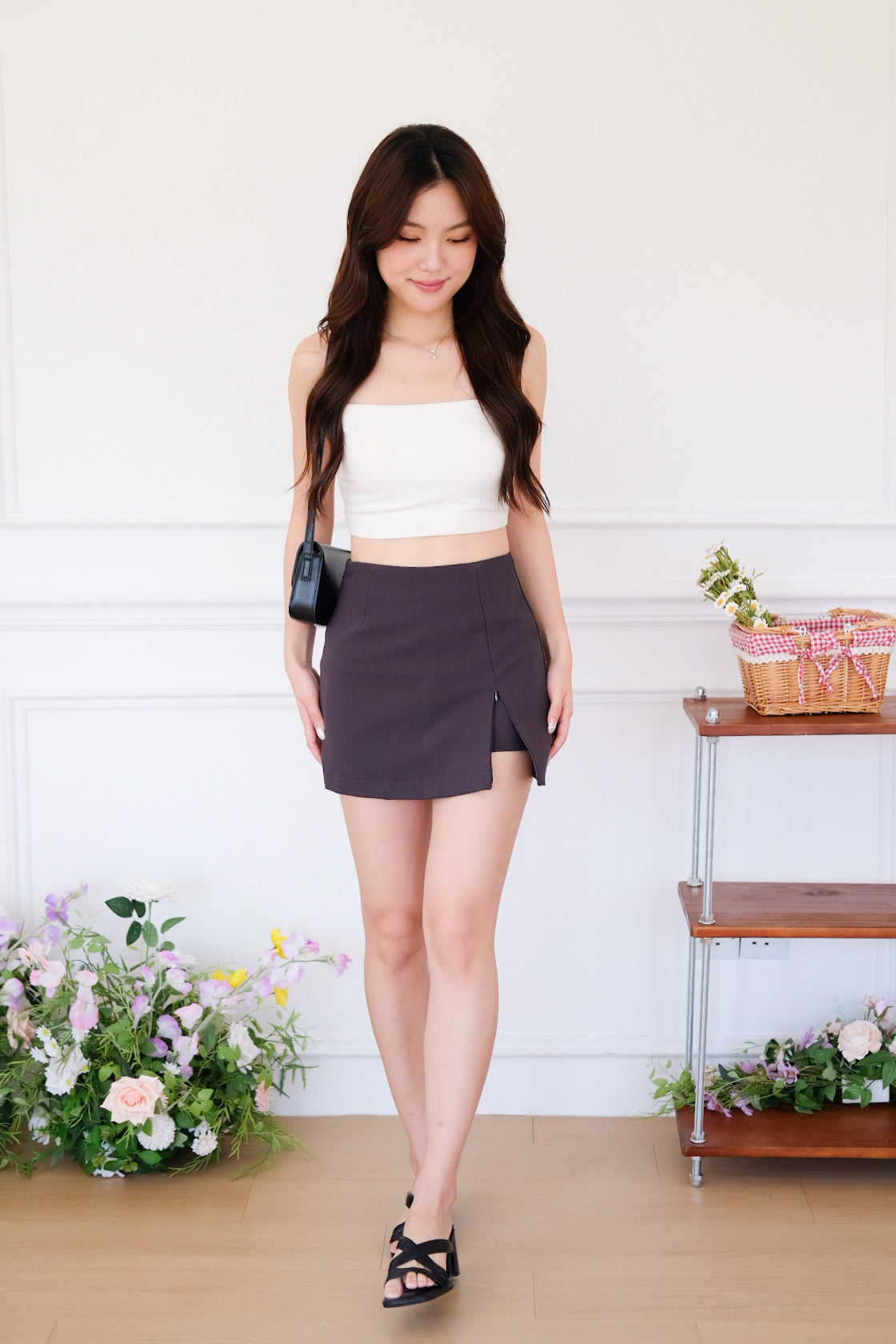 Shanell Basic Side Slit Skorts (Steel Grey)