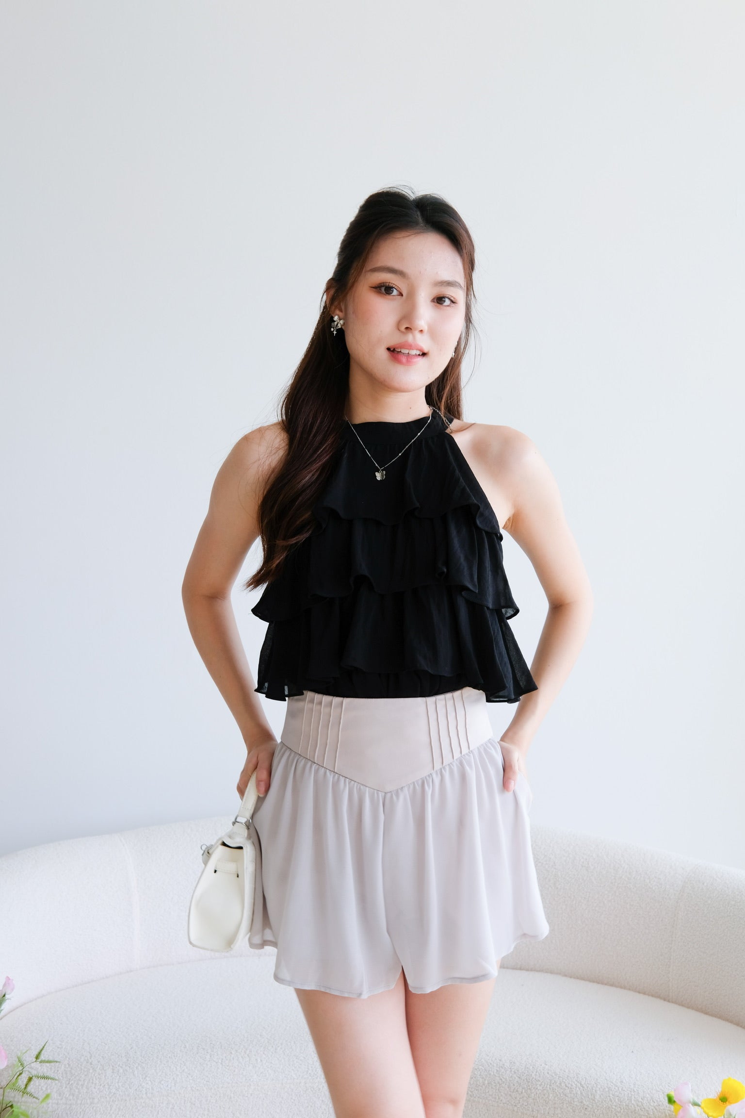 Erica Layered Halter Top (Black)