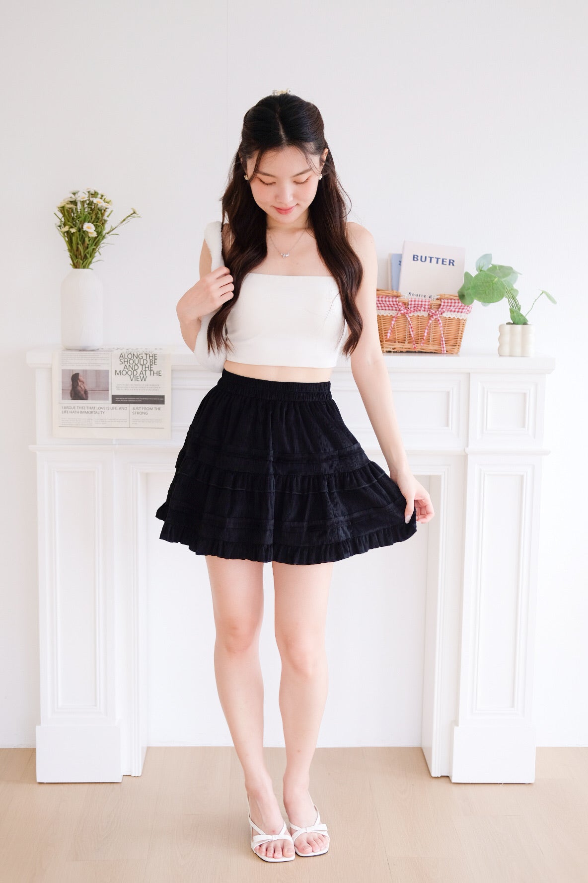 Geraldine Ruffle A Line Skirt (Black)