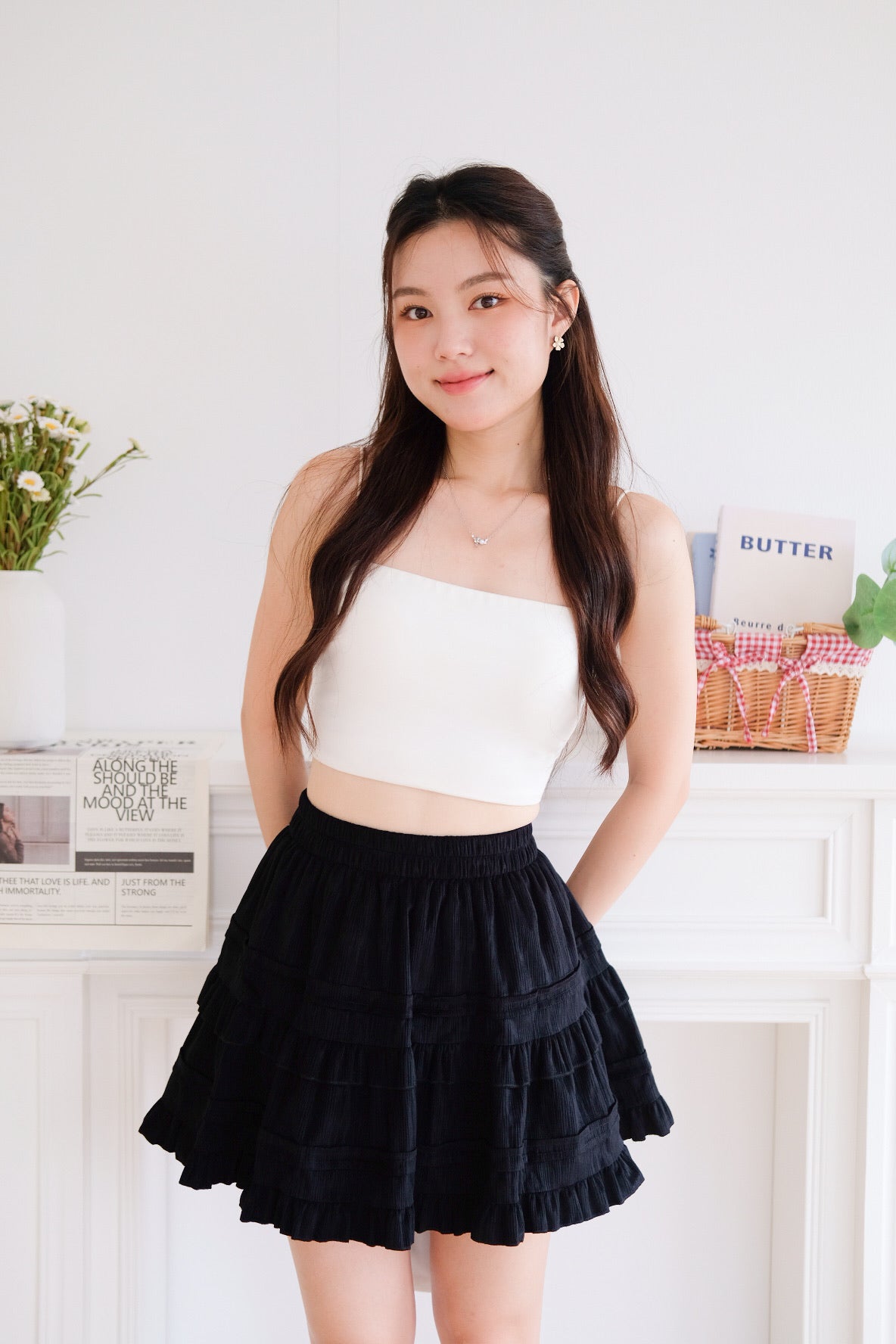 Geraldine Ruffle A Line Skirt (Black)