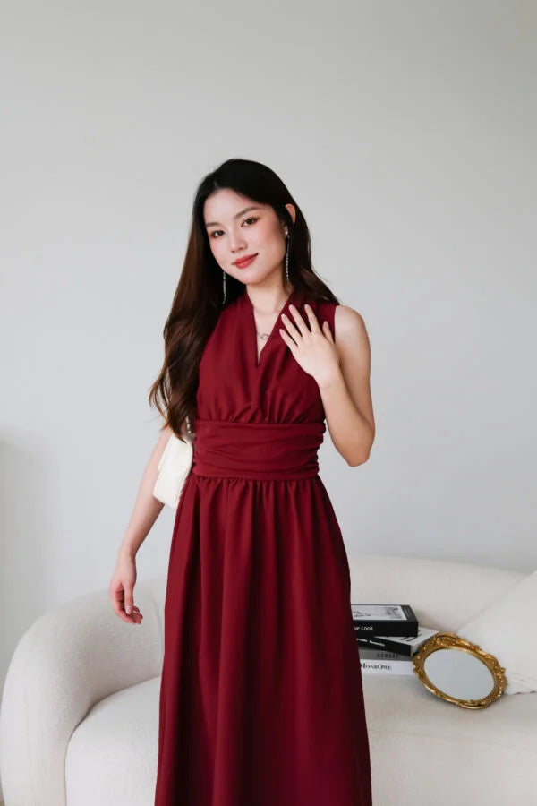 Katrina Formal Dinner Maxi Dress (Maroon)