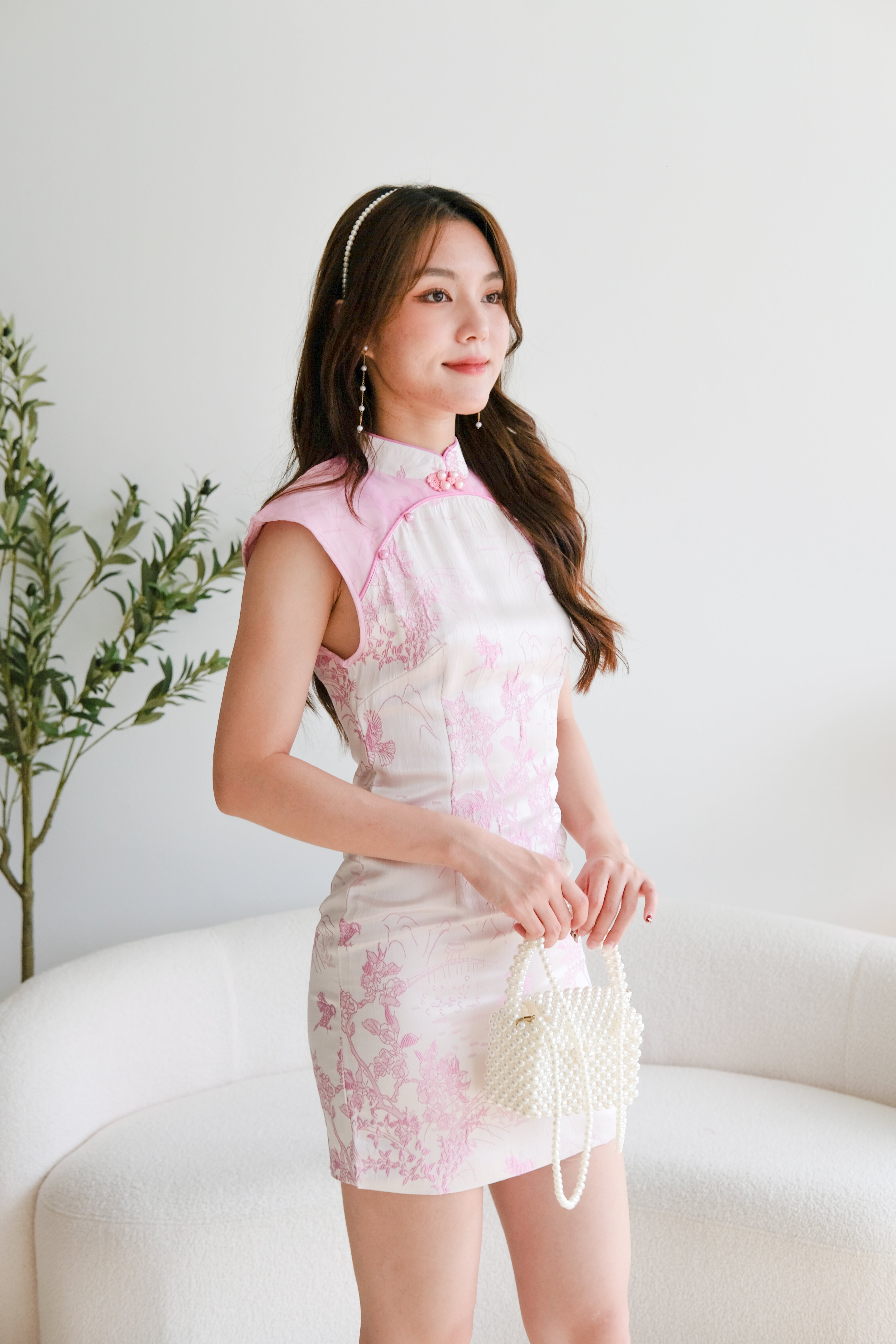 Meng Yao Floral Cheongsam (Peony Pink)