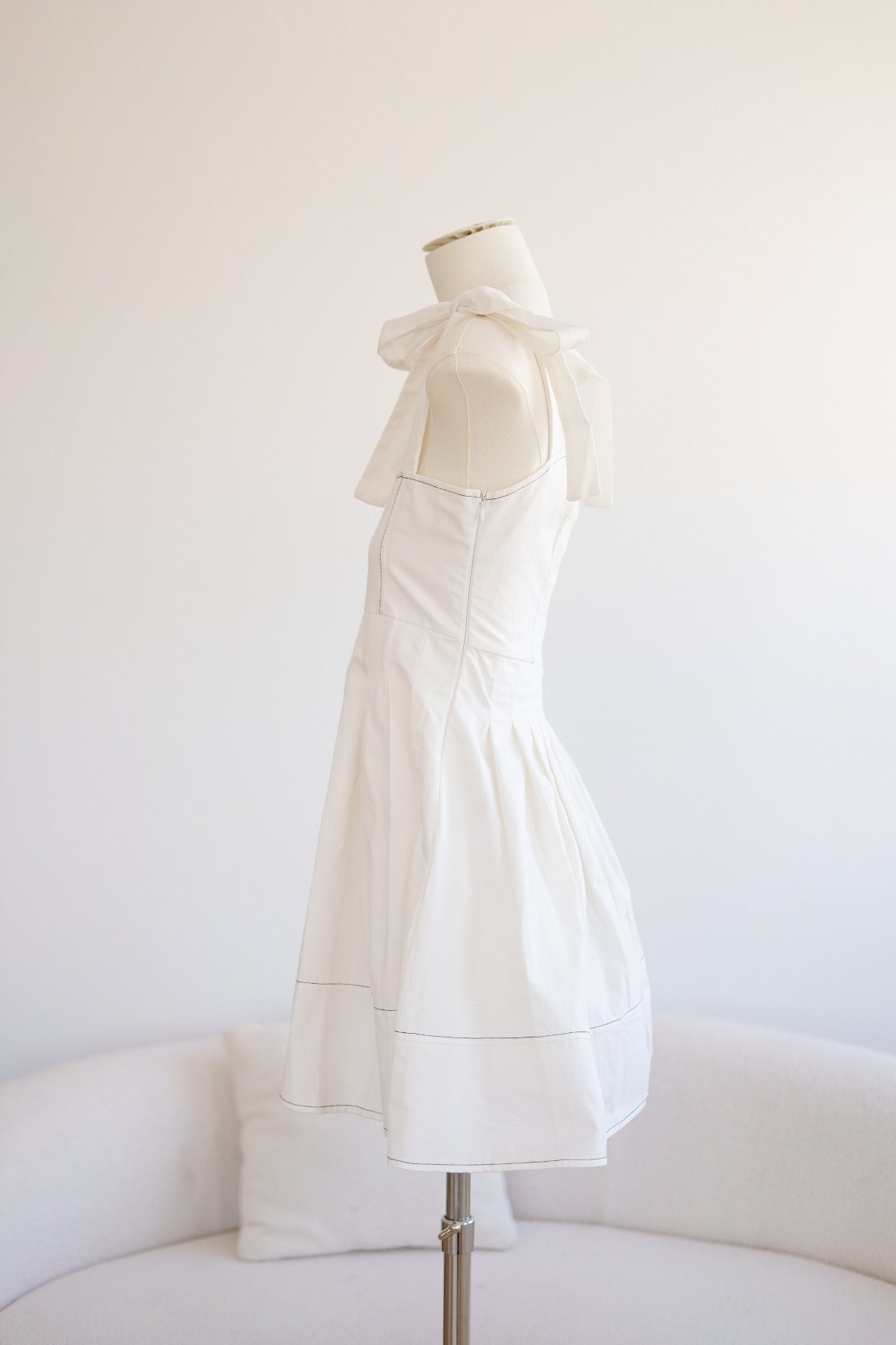 White Ribbon Skater Mini Dress