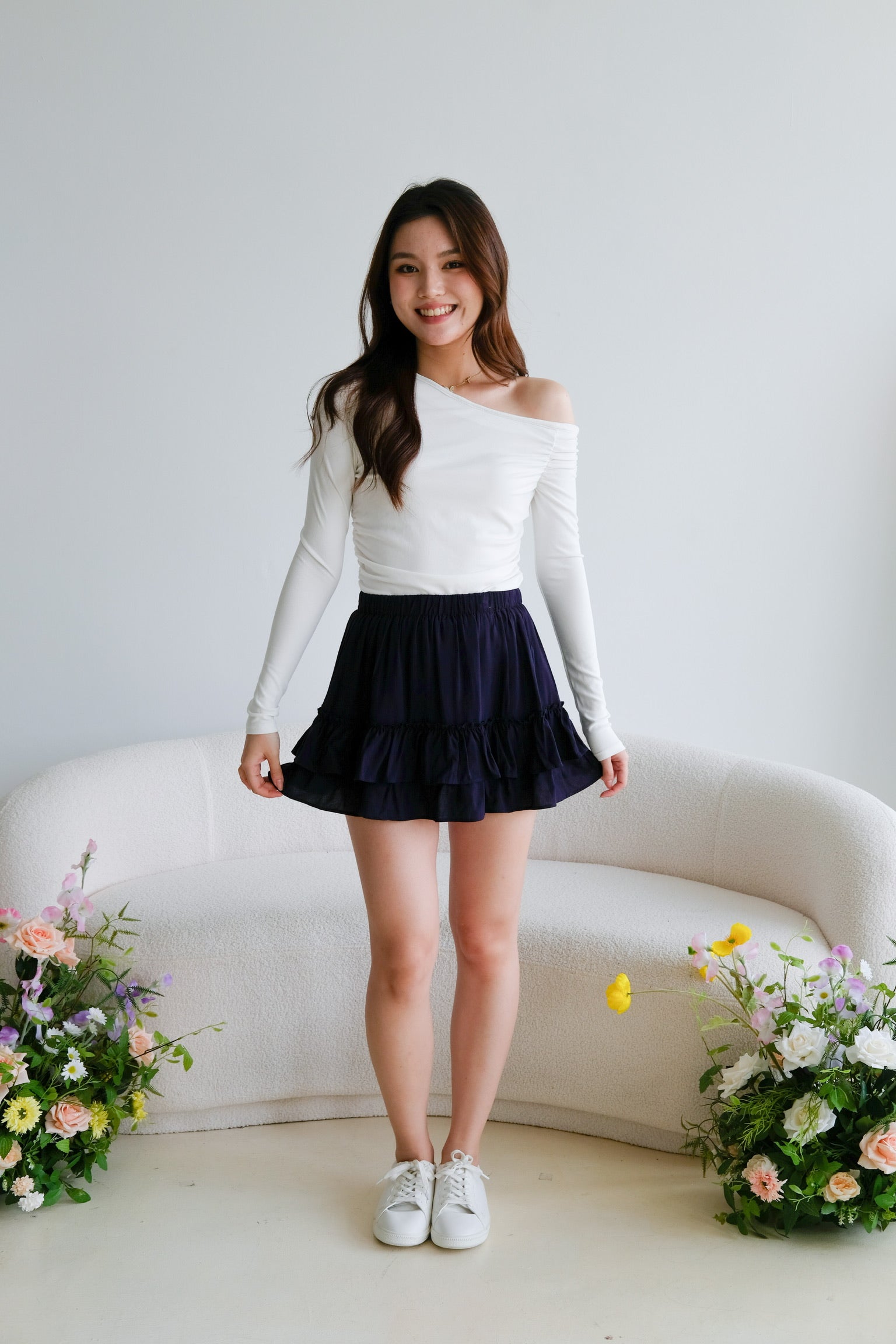 Mandy Ruffle Mini Skirt (Navy Blue)