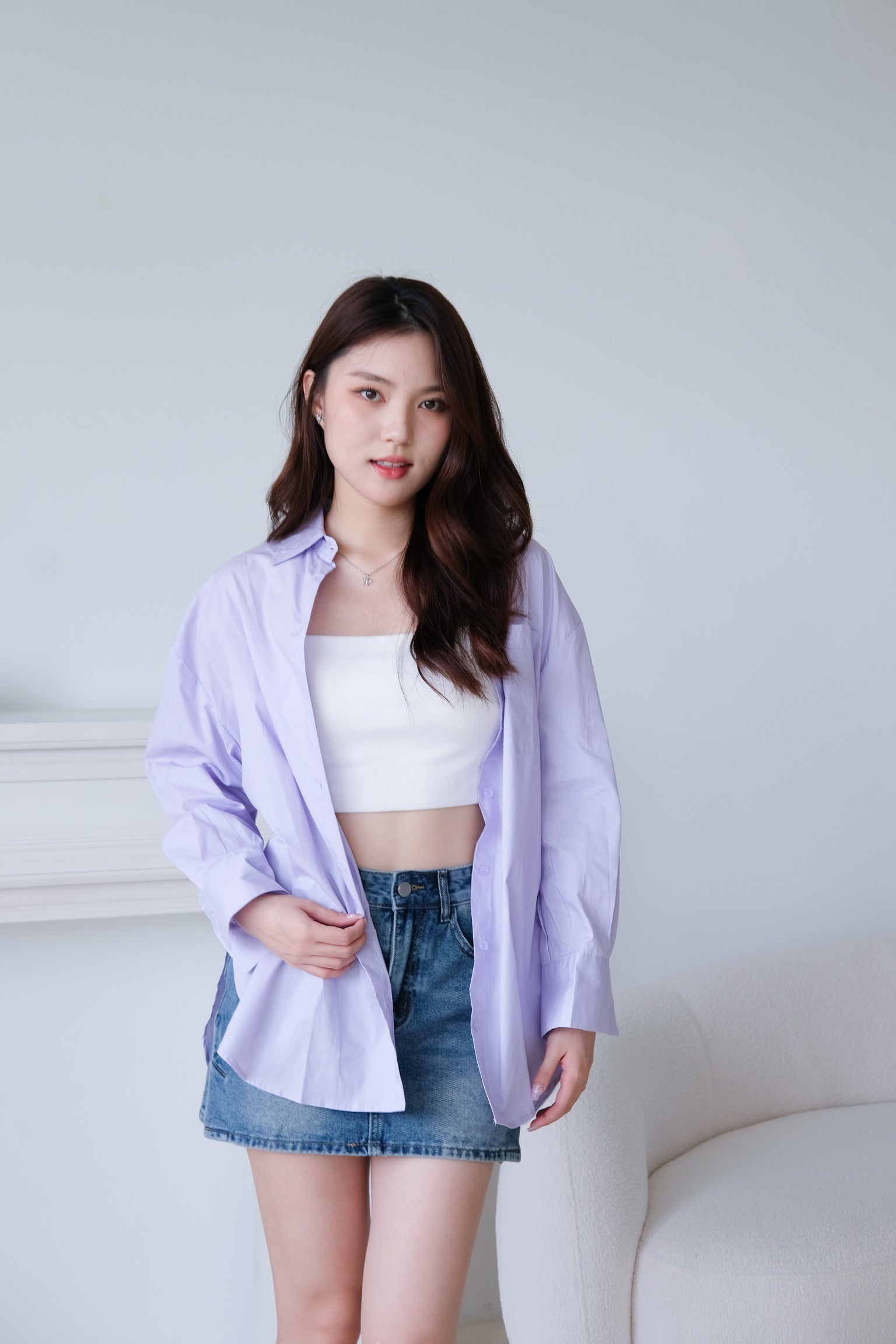 Rileen Boyfriend Oversized Shirt (Lilac)