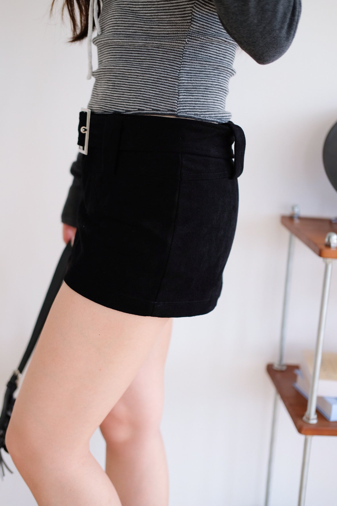Kendall Belt Low Waist Skorts (Black)